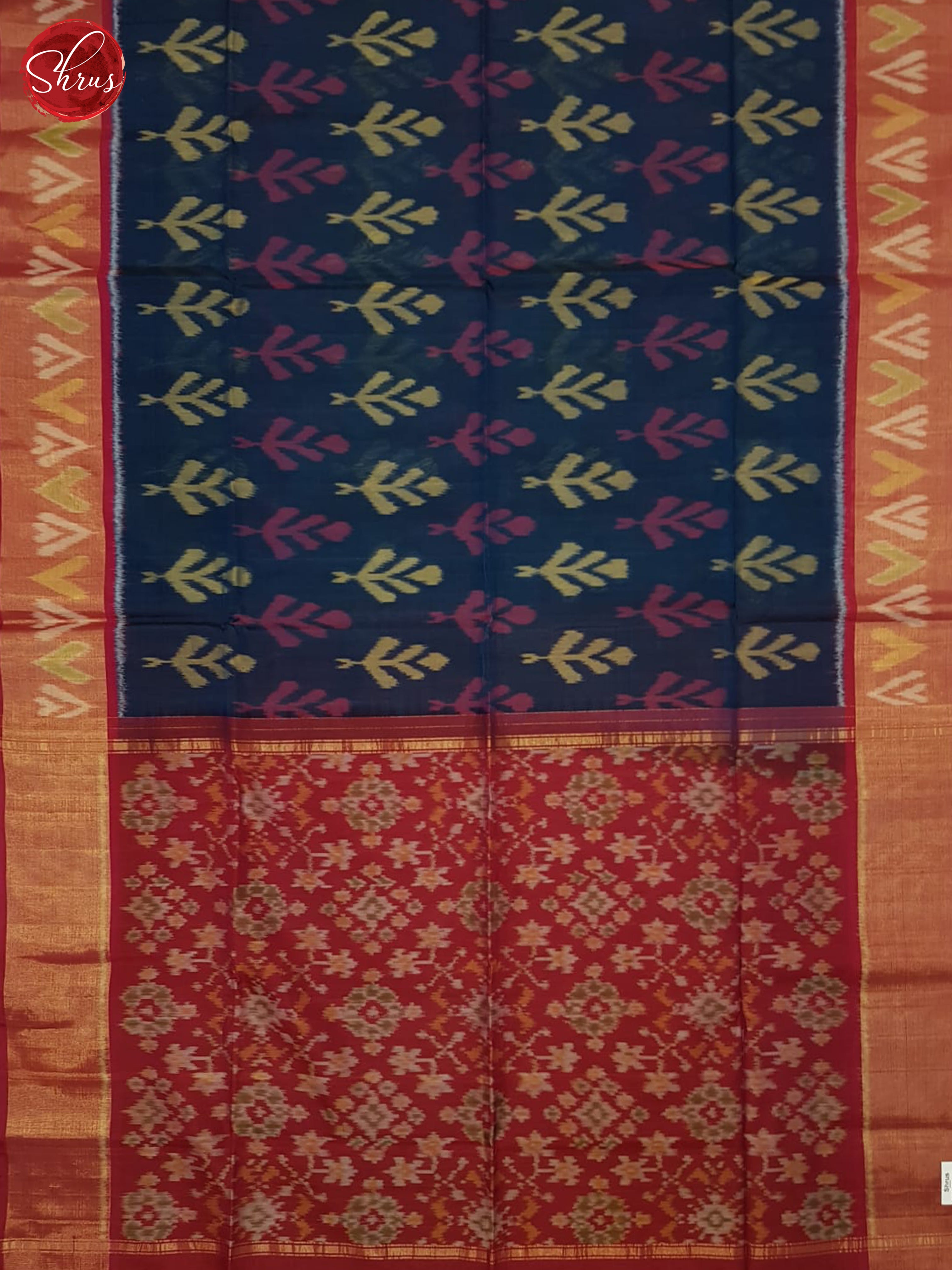 Blue And Red- Pochampally Silk Cotton Saree - Shop on ShrusEternity.com