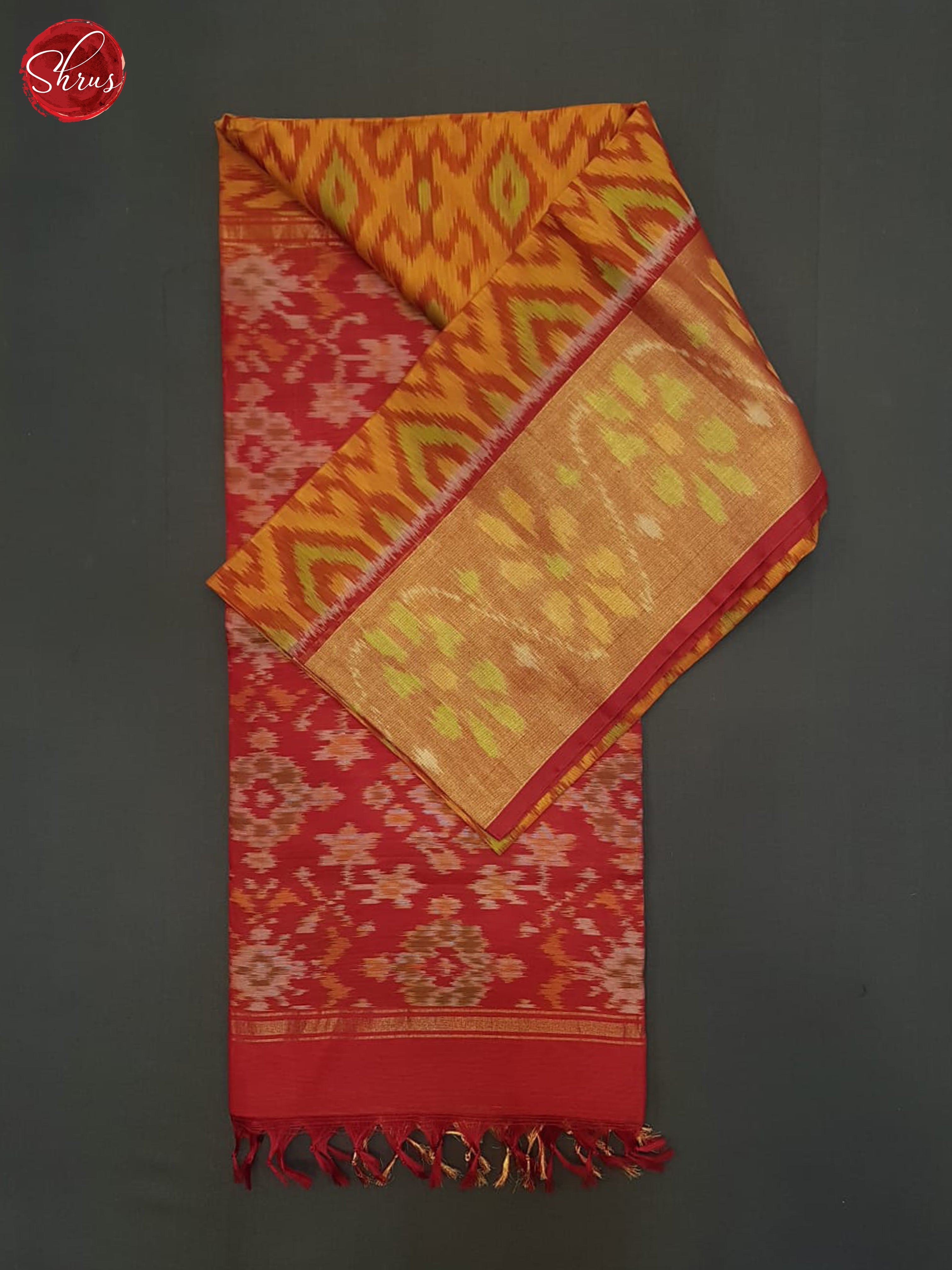 Orange And Red- Pochampally Silk Cotton Saree - Shop on ShrusEternity.com