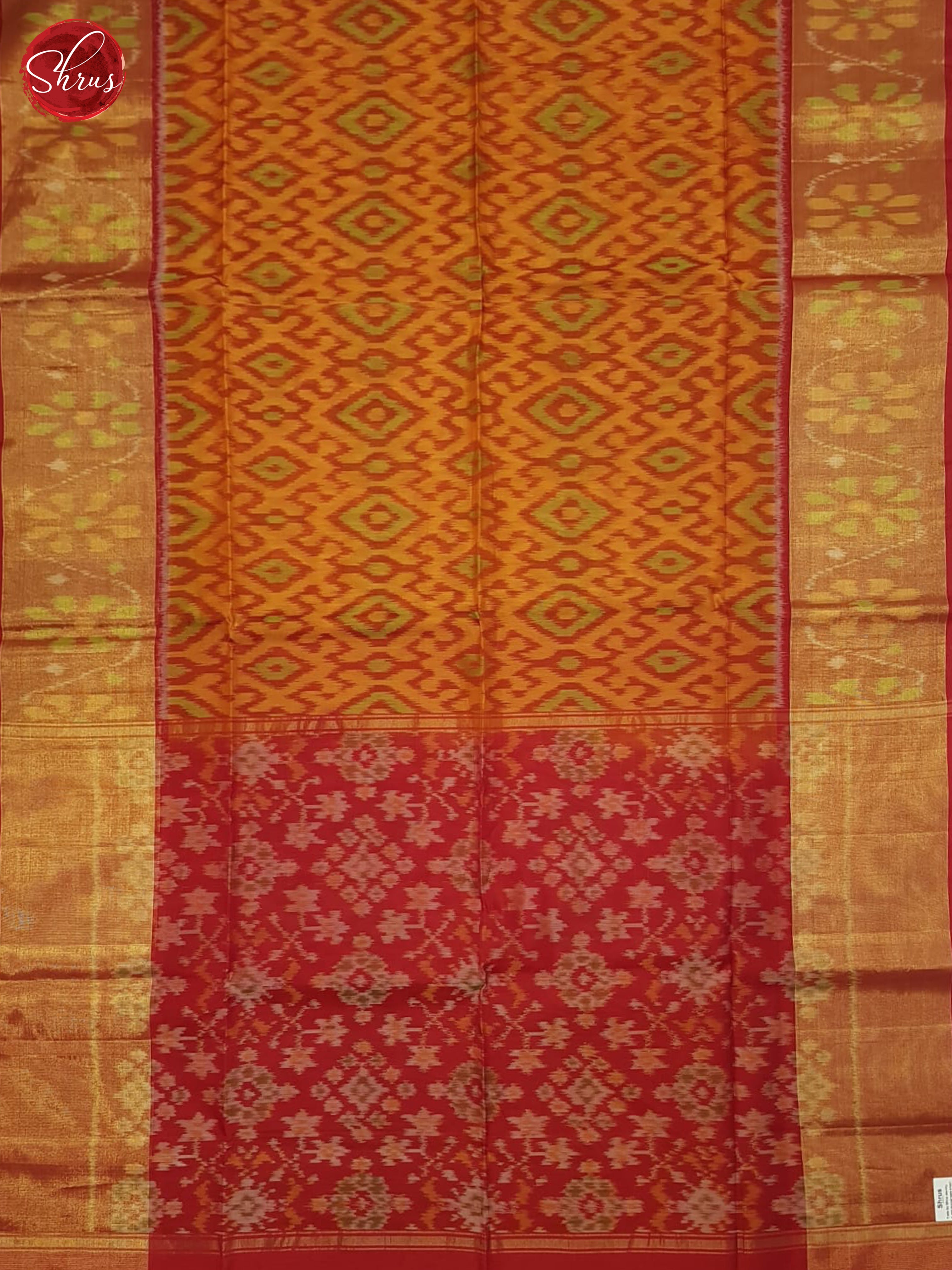 Orange And Red- Pochampally Silk Cotton Saree - Shop on ShrusEternity.com
