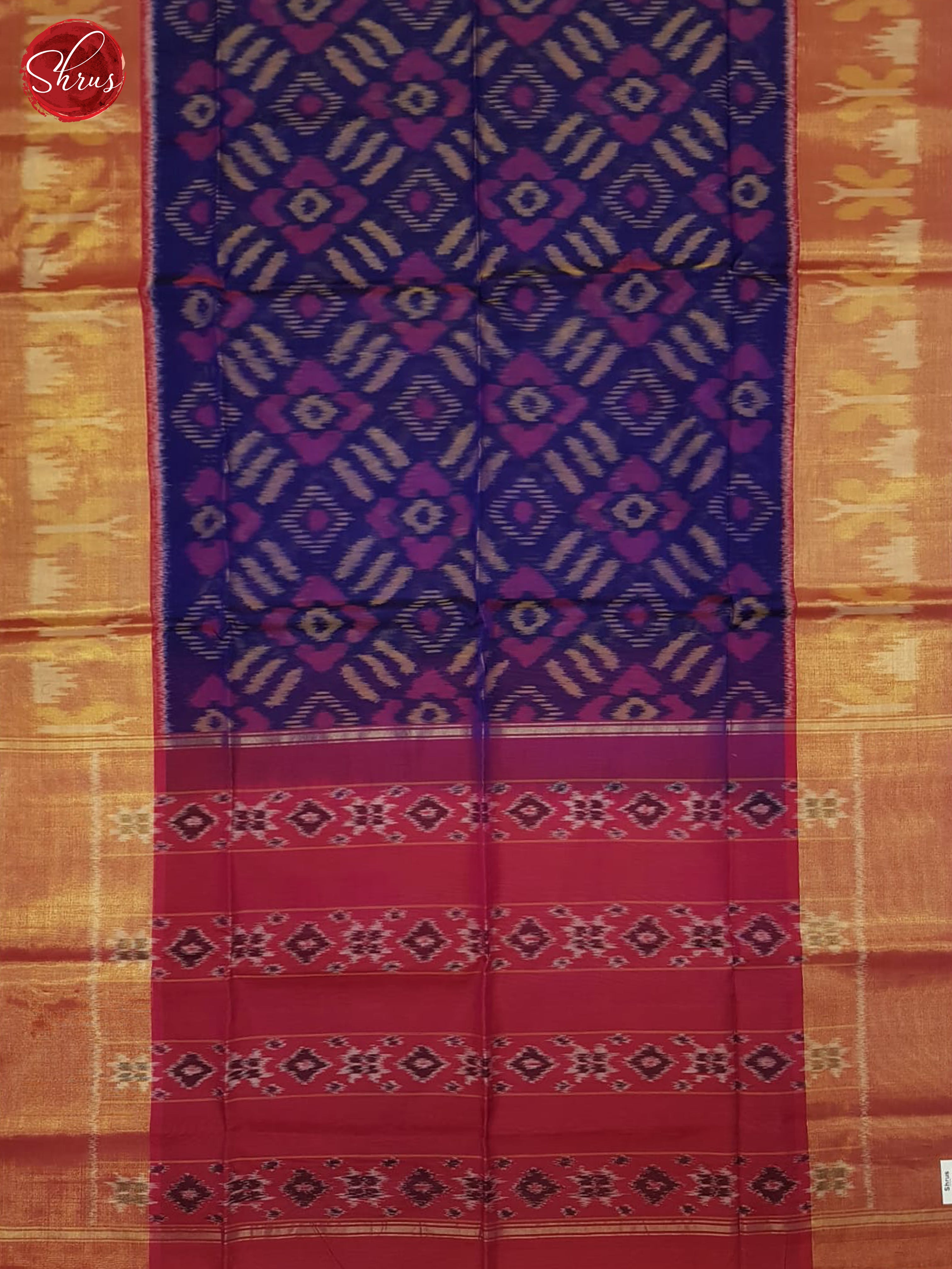 Blue And Pink- Pochampally Silk Cotton Saree - Shop on ShrusEternity.com