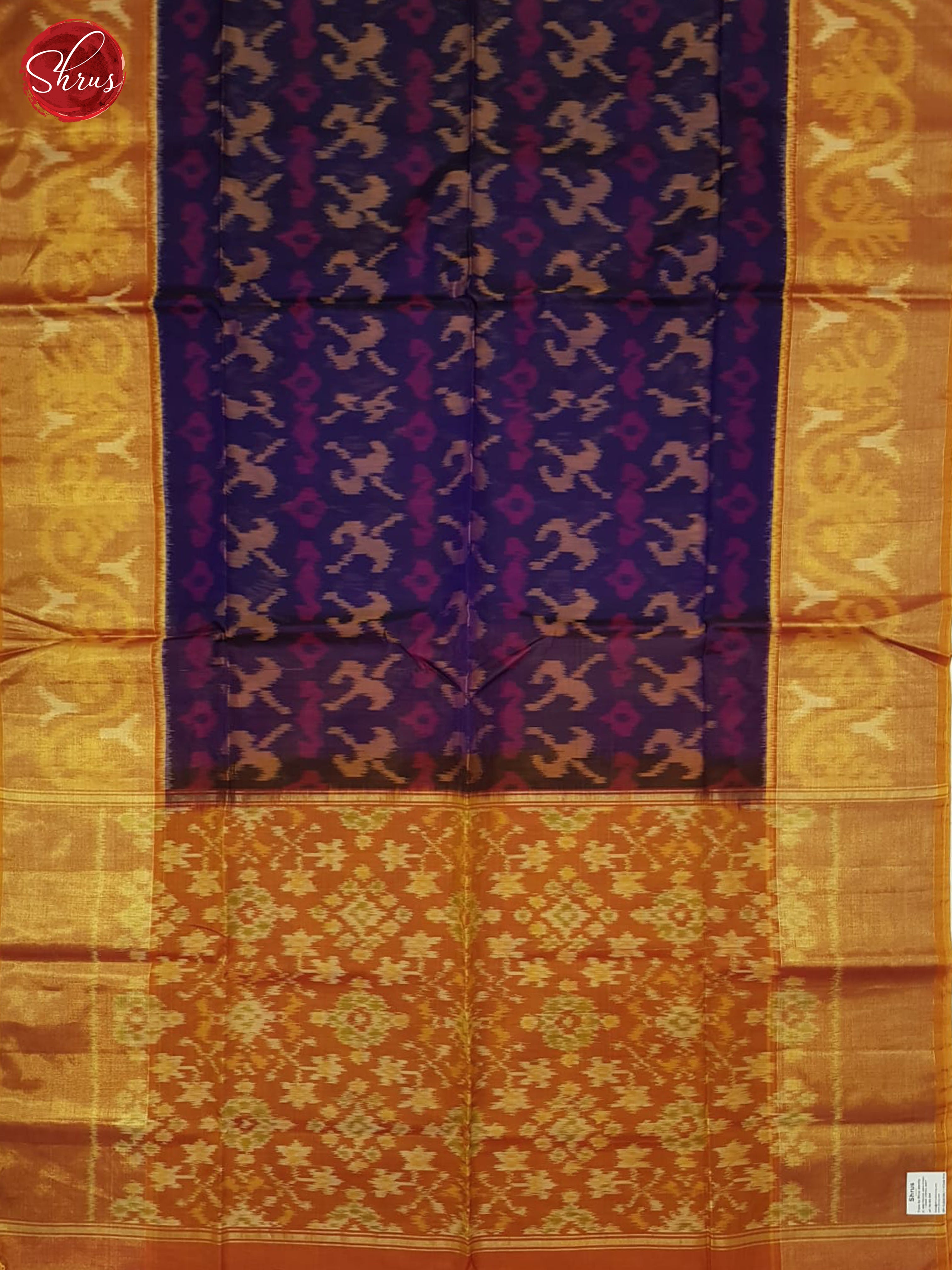 Blue And Orange- Pochampally Silk Cotton Saree - Shop on ShrusEternity.com