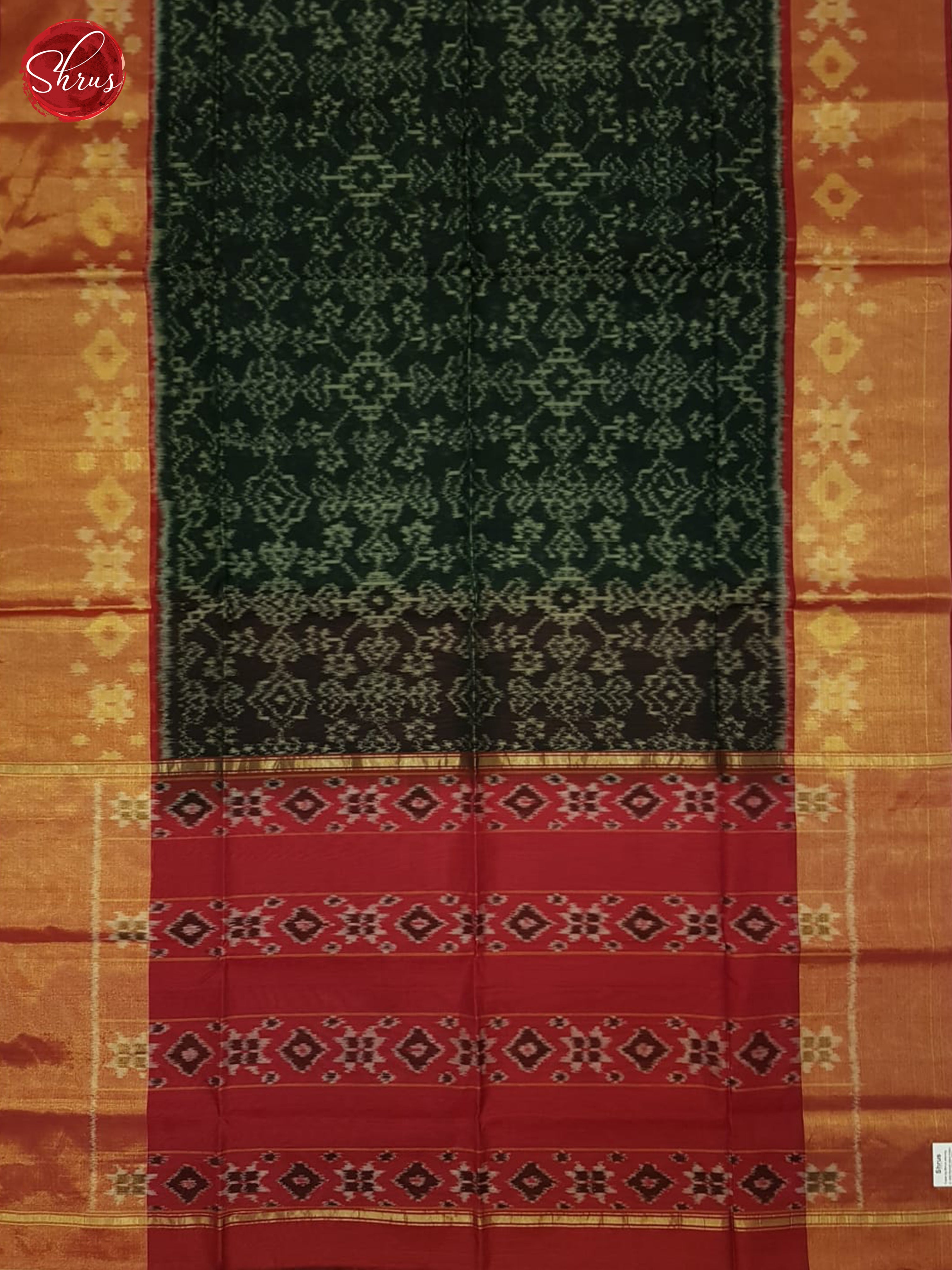 Green And Red- Pochampally Silk Cotton Saree - Shop on ShrusEternity.com