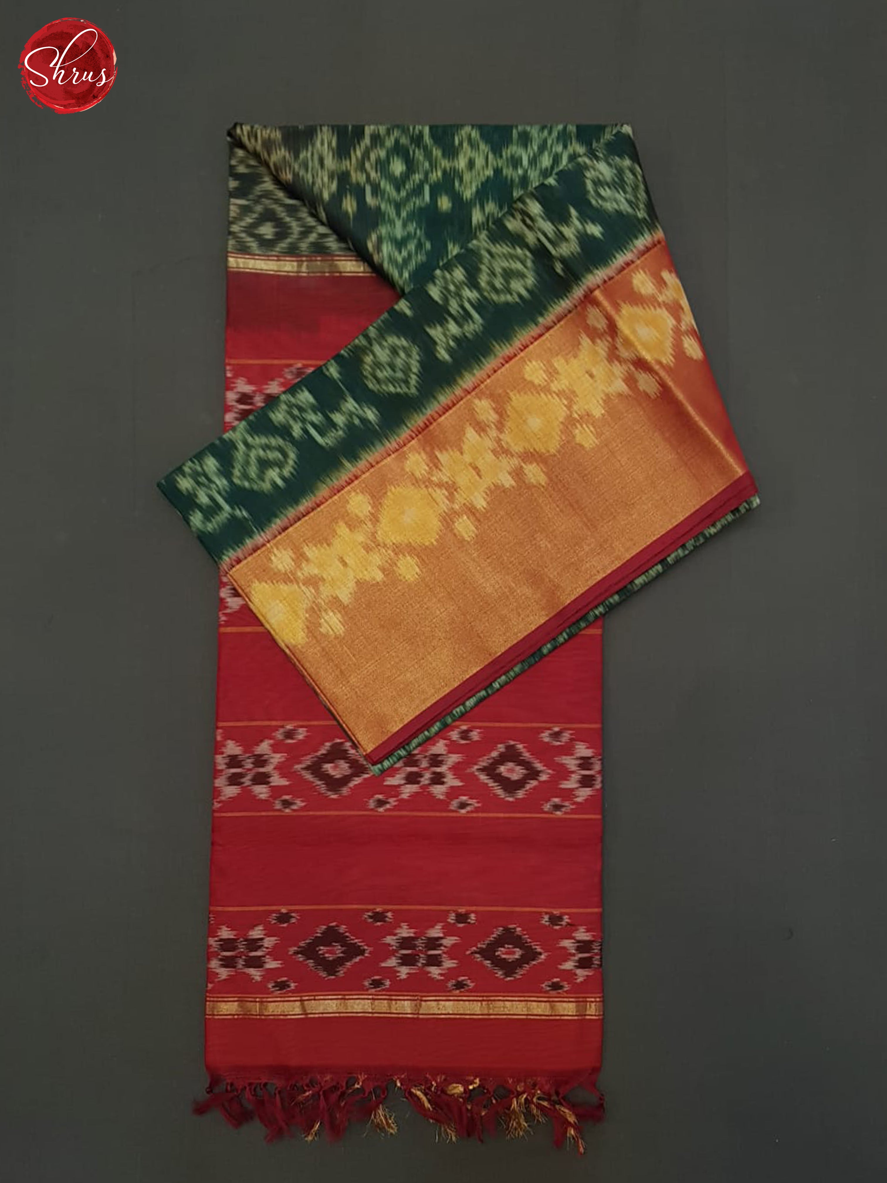 Green And Red- Pochampally Silk Cotton Saree - Shop on ShrusEternity.com