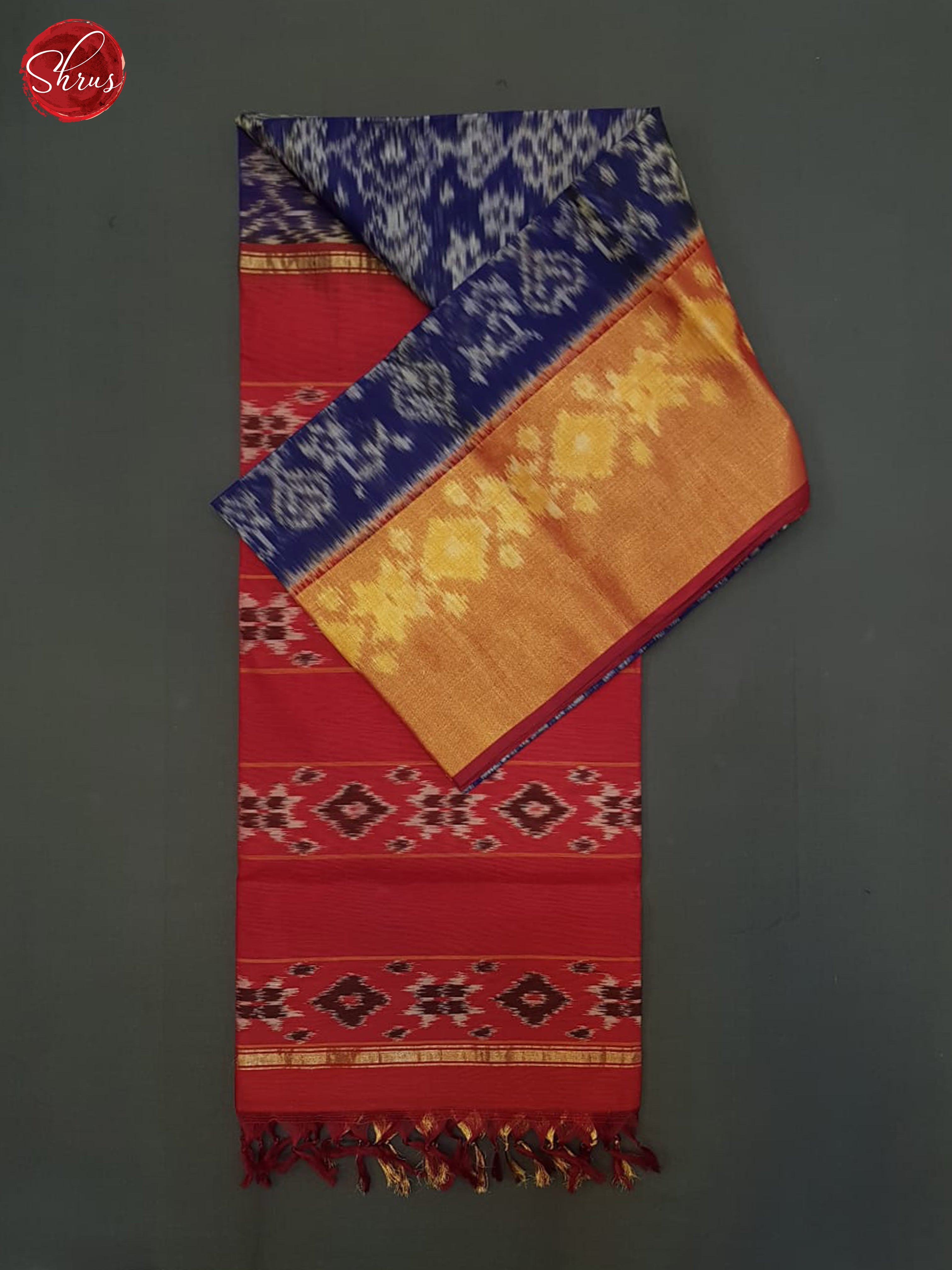 Blue And Red- POchampally Silk Cotton Saree - Shop on ShrusEternity.com