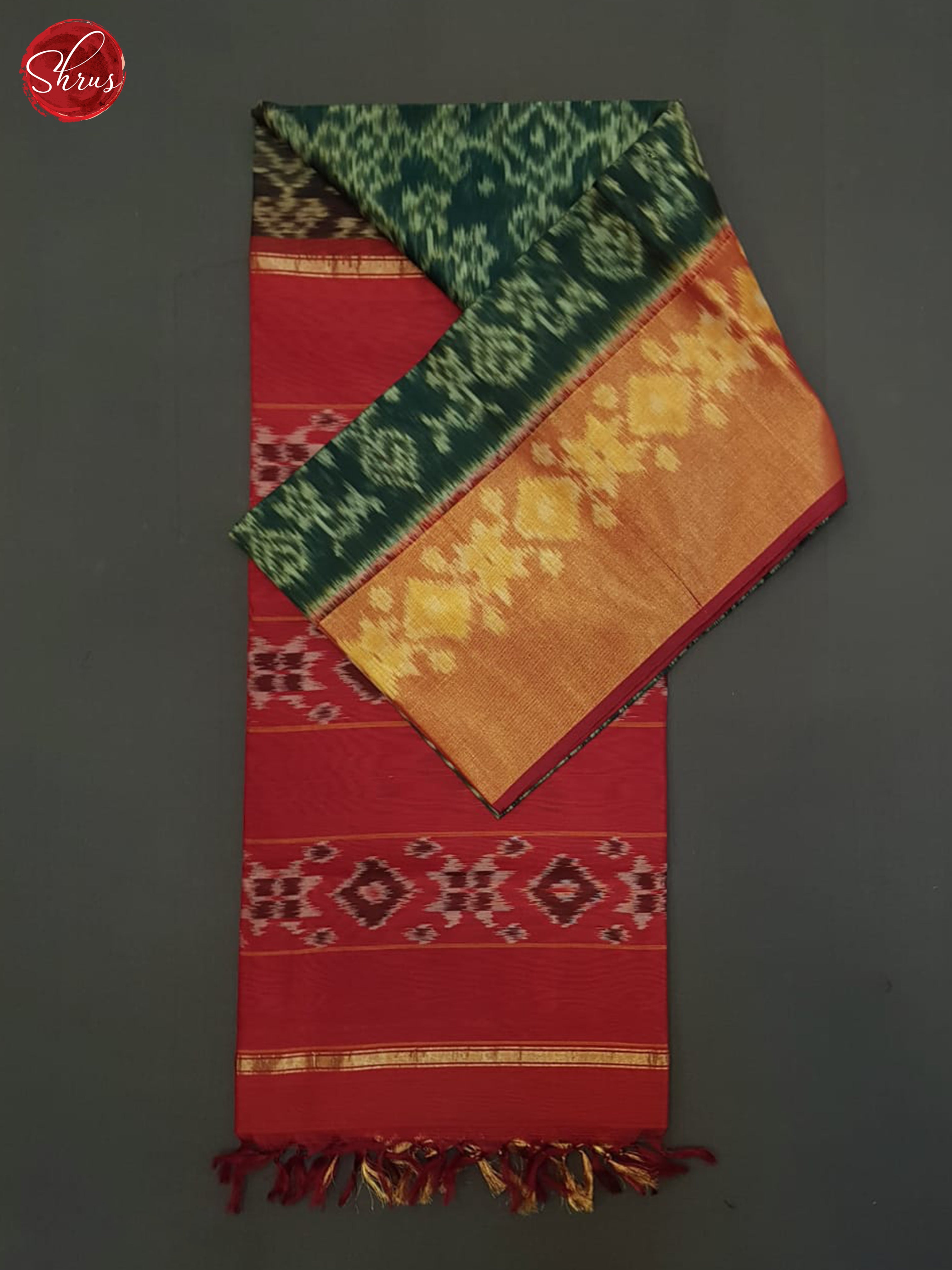 Green And Red- Pochampally Silk Cotton Saree - Shop on ShrusEternity.com