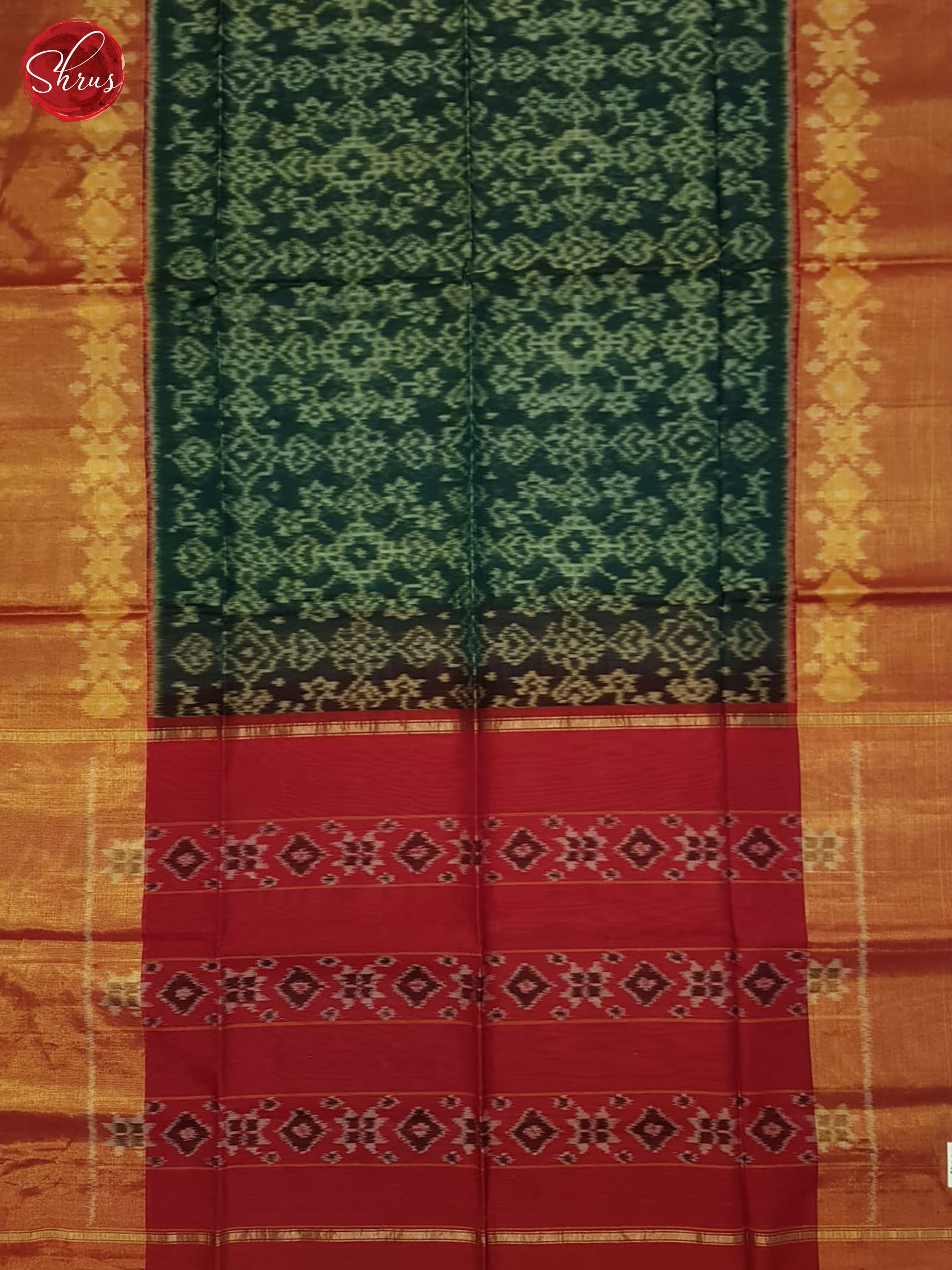 Green And Red- Pochampally Silk Cotton Saree - Shop on ShrusEternity.com