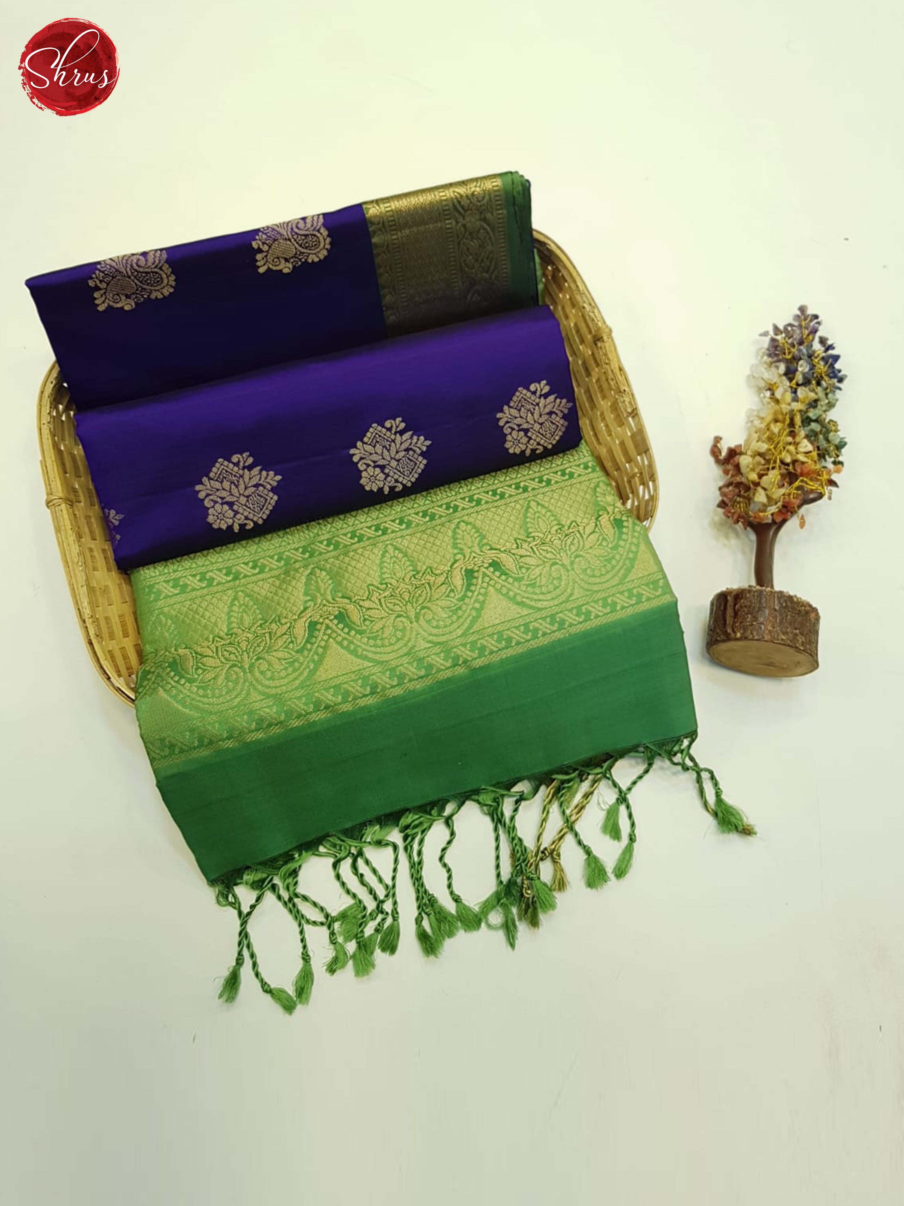 Blue And Green- Soft Silk Saree - Shop on ShrusEternity.com