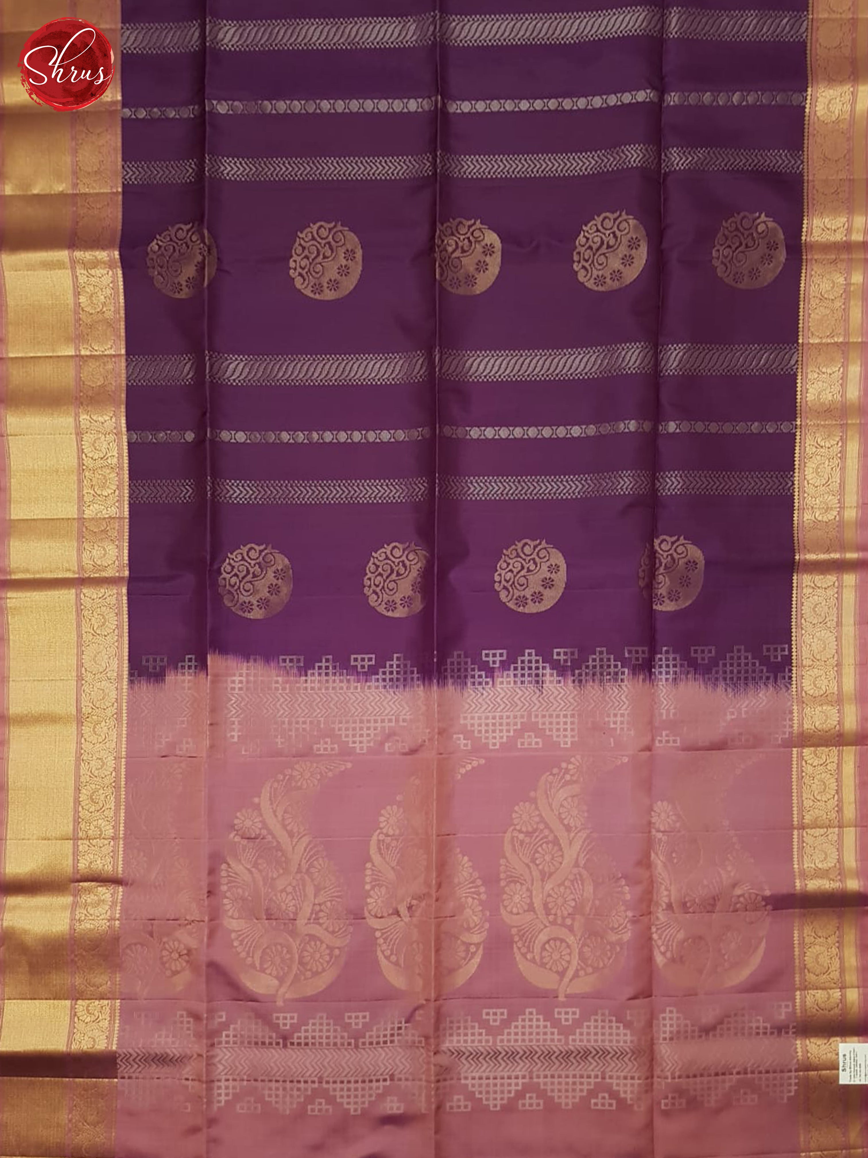 Wine & Dusty Onion  Pink  - Soft Silk Saree - Shop on ShrusEternity.com