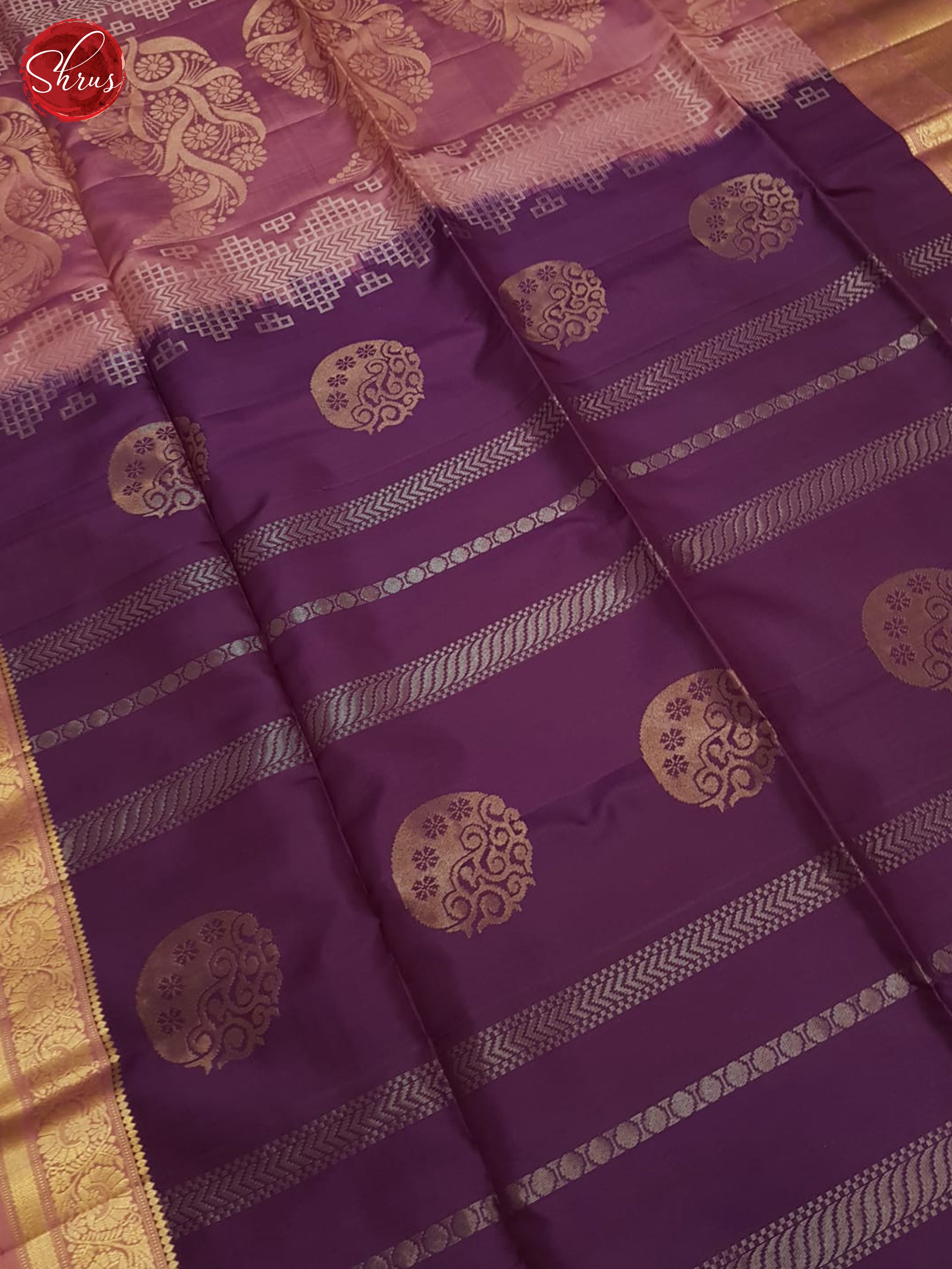 Wine & Dusty Onion  Pink  - Soft Silk Saree - Shop on ShrusEternity.com