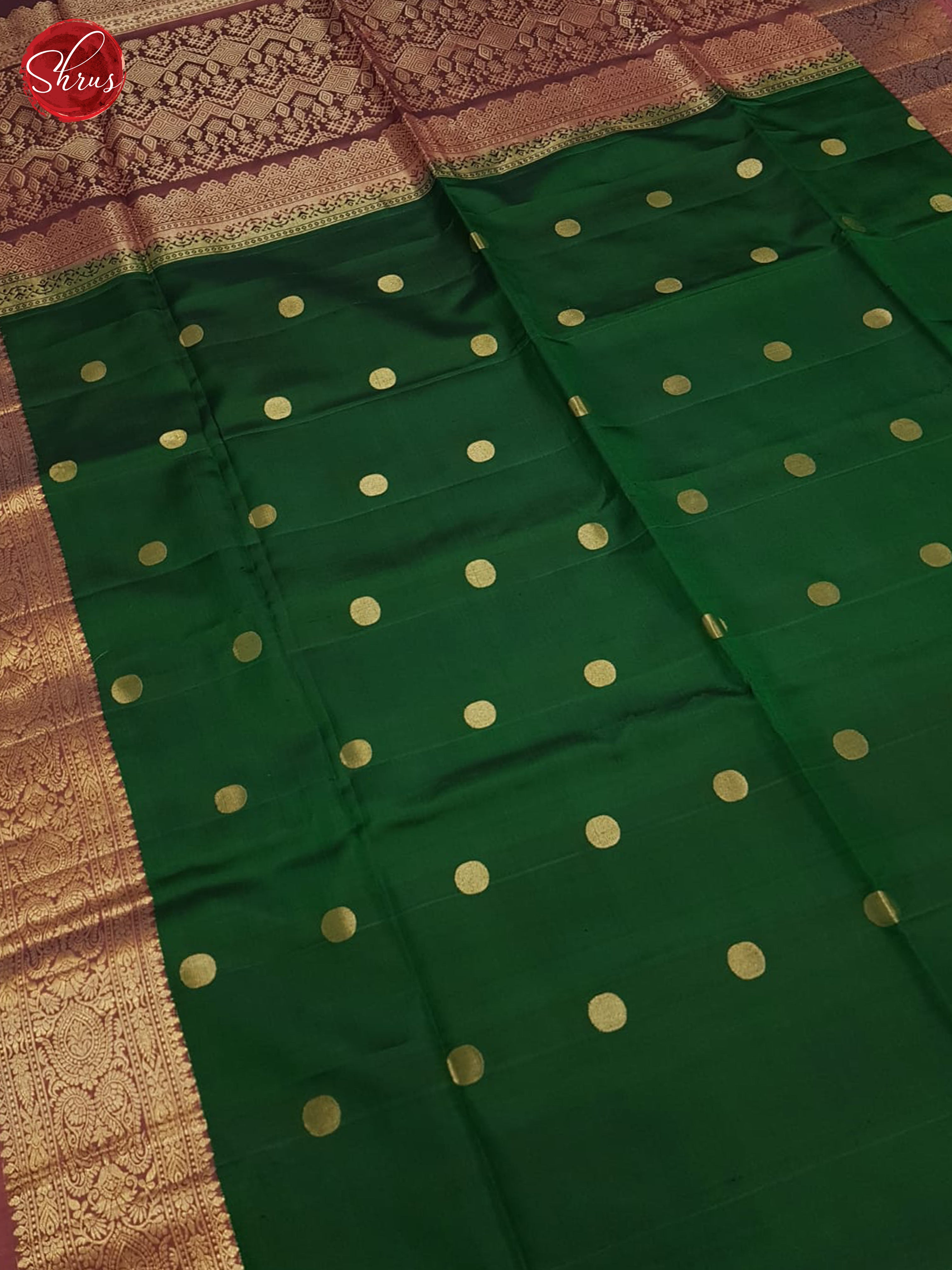 Green And Dusty Wine- Soft Silk Saree - Shop on ShrusEternity.com