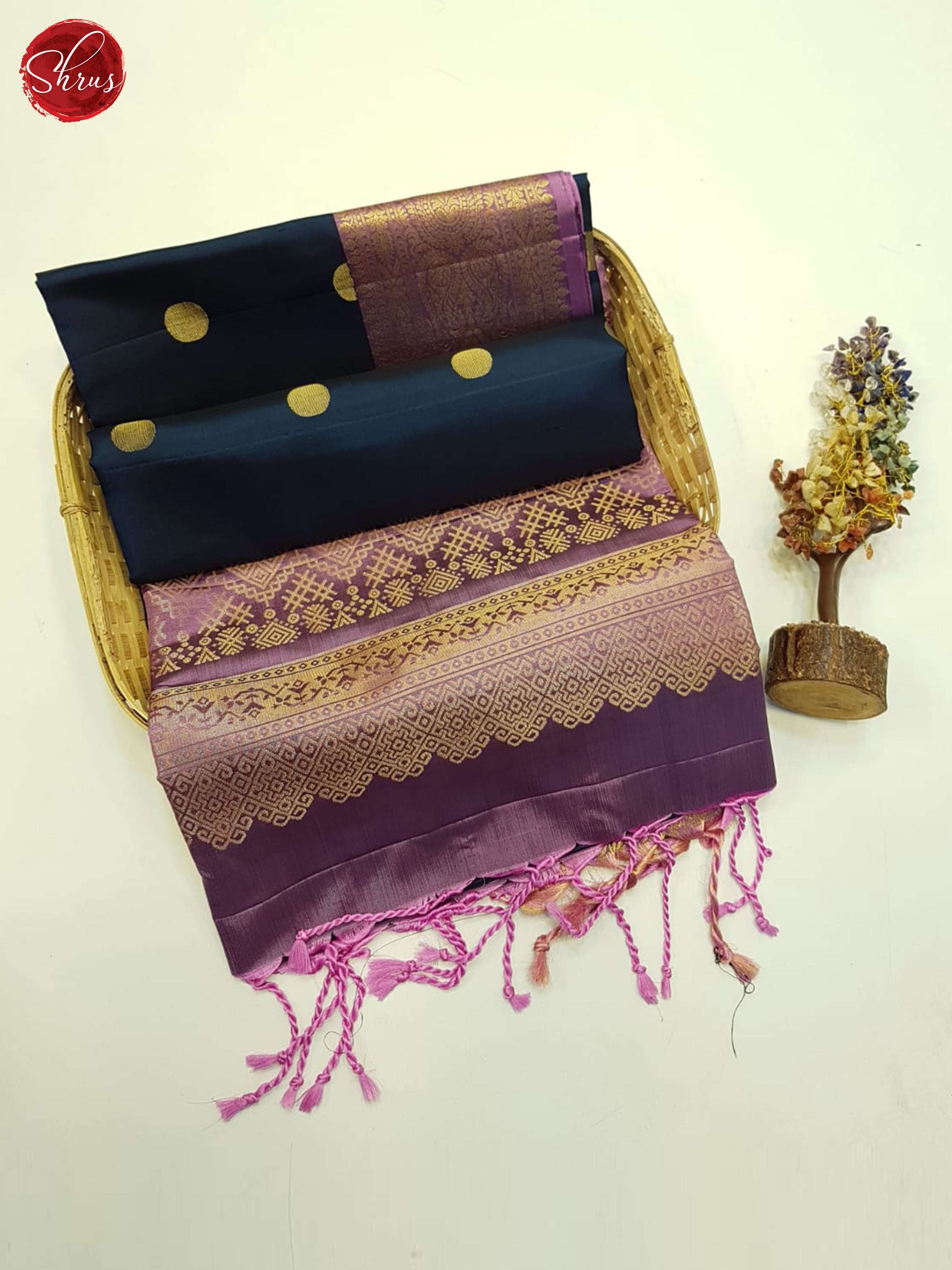 Peacock Neck And Dusty Lavender- Soft Silk Saree - Shop on ShrusEternity.com