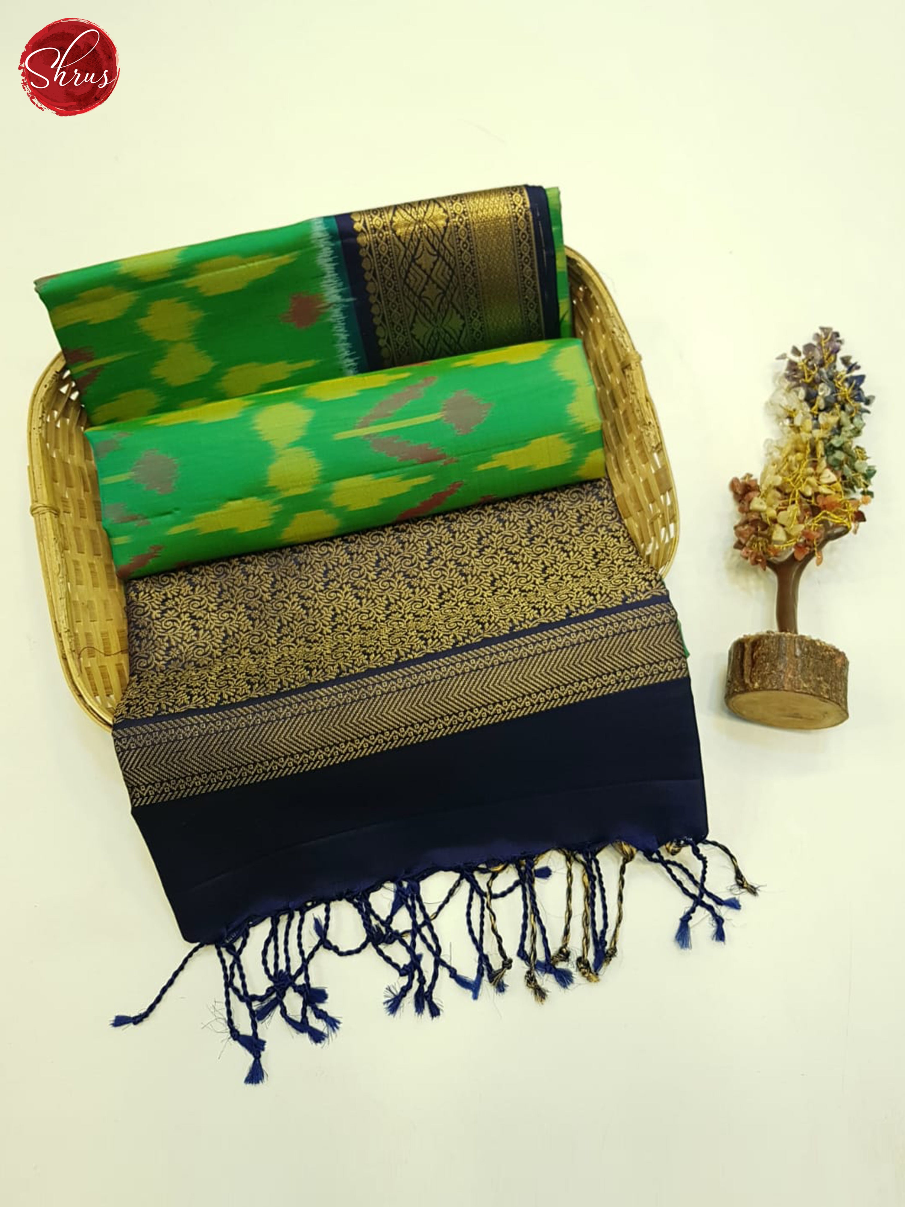 Green And Blue- Soft silk Saree - Shop on ShrusEternity.com