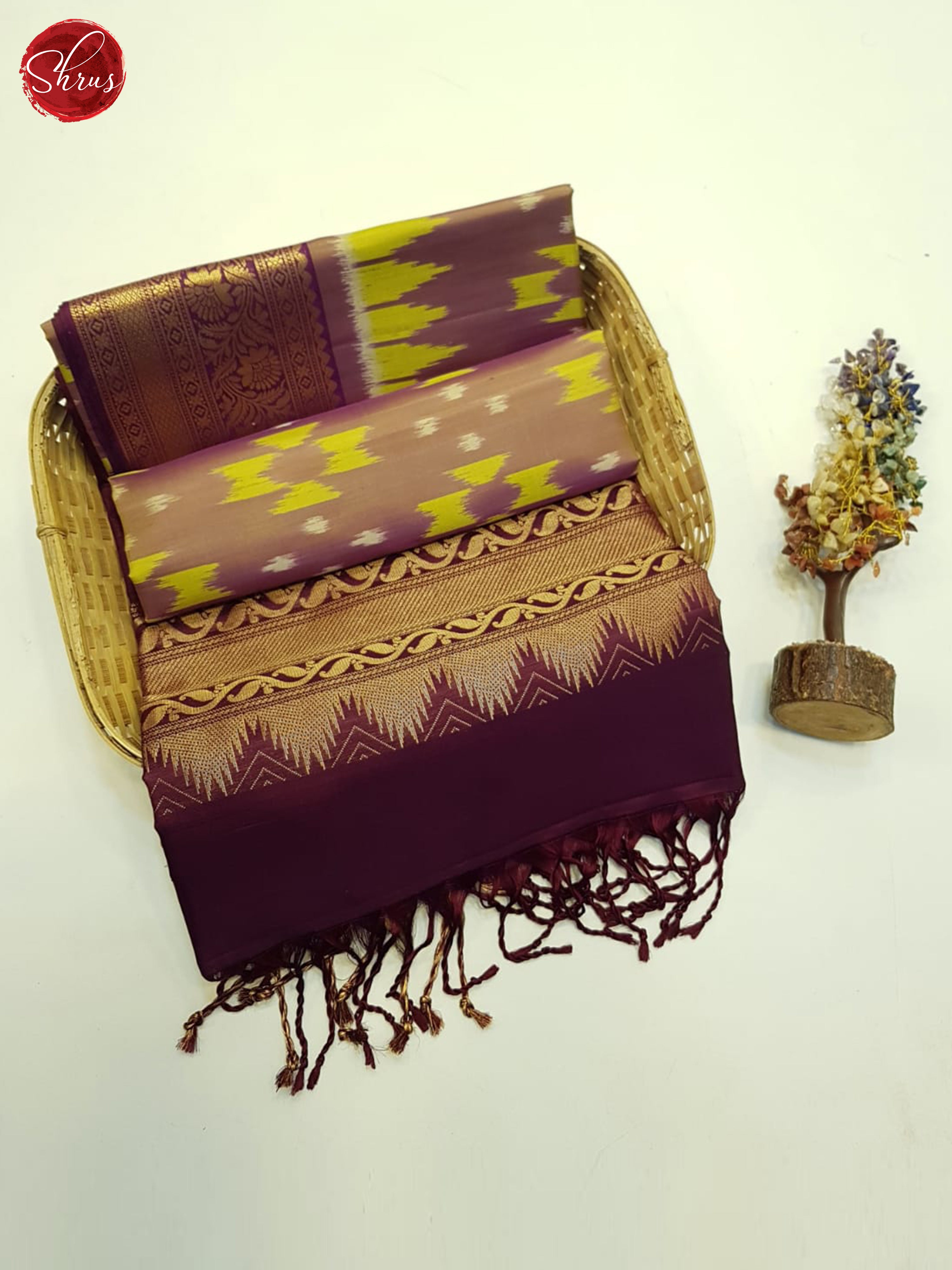 Dusty Brown And Maroon- Soft Silk Saree - Shop on ShrusEternity.com