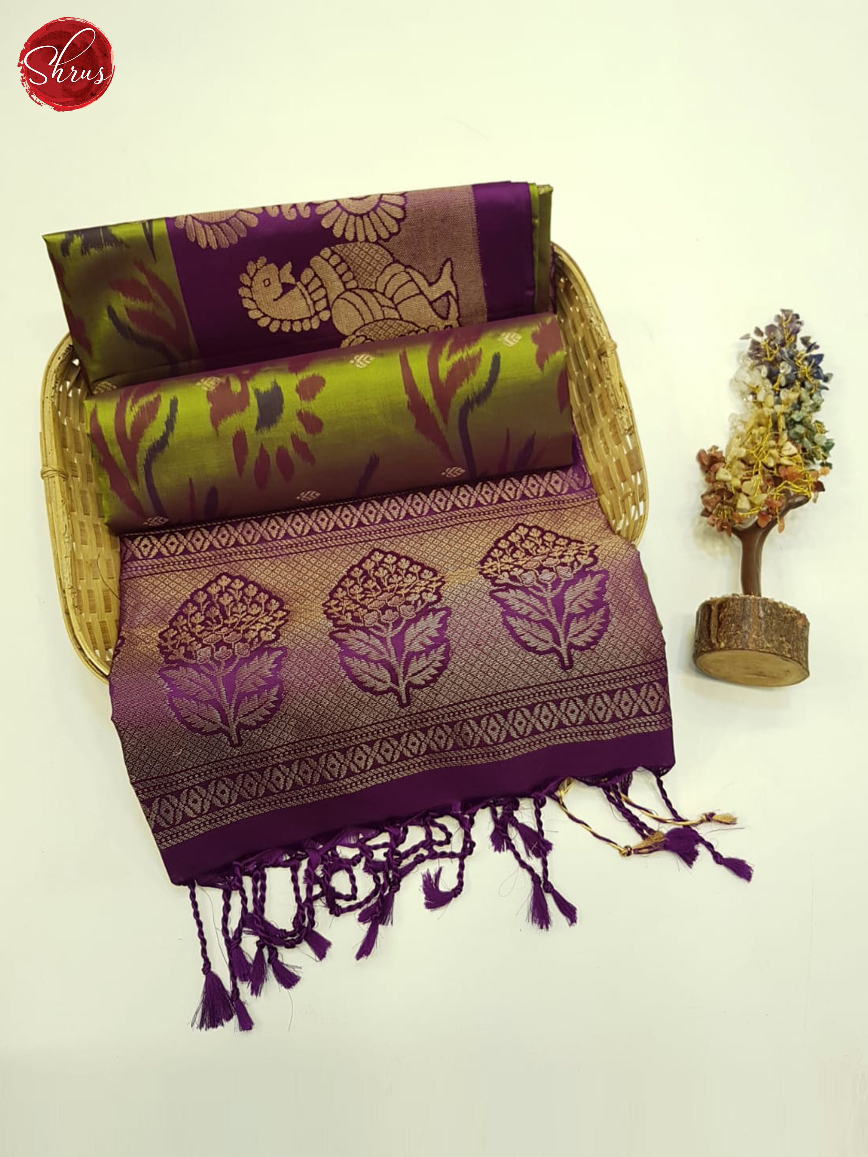 Green And Purple- Soft Silk Saree - Shop on ShrusEternity.com