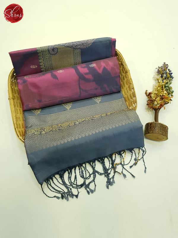 Pink And Grey- Soft Silk Saree - Shop on ShrusEternity.com