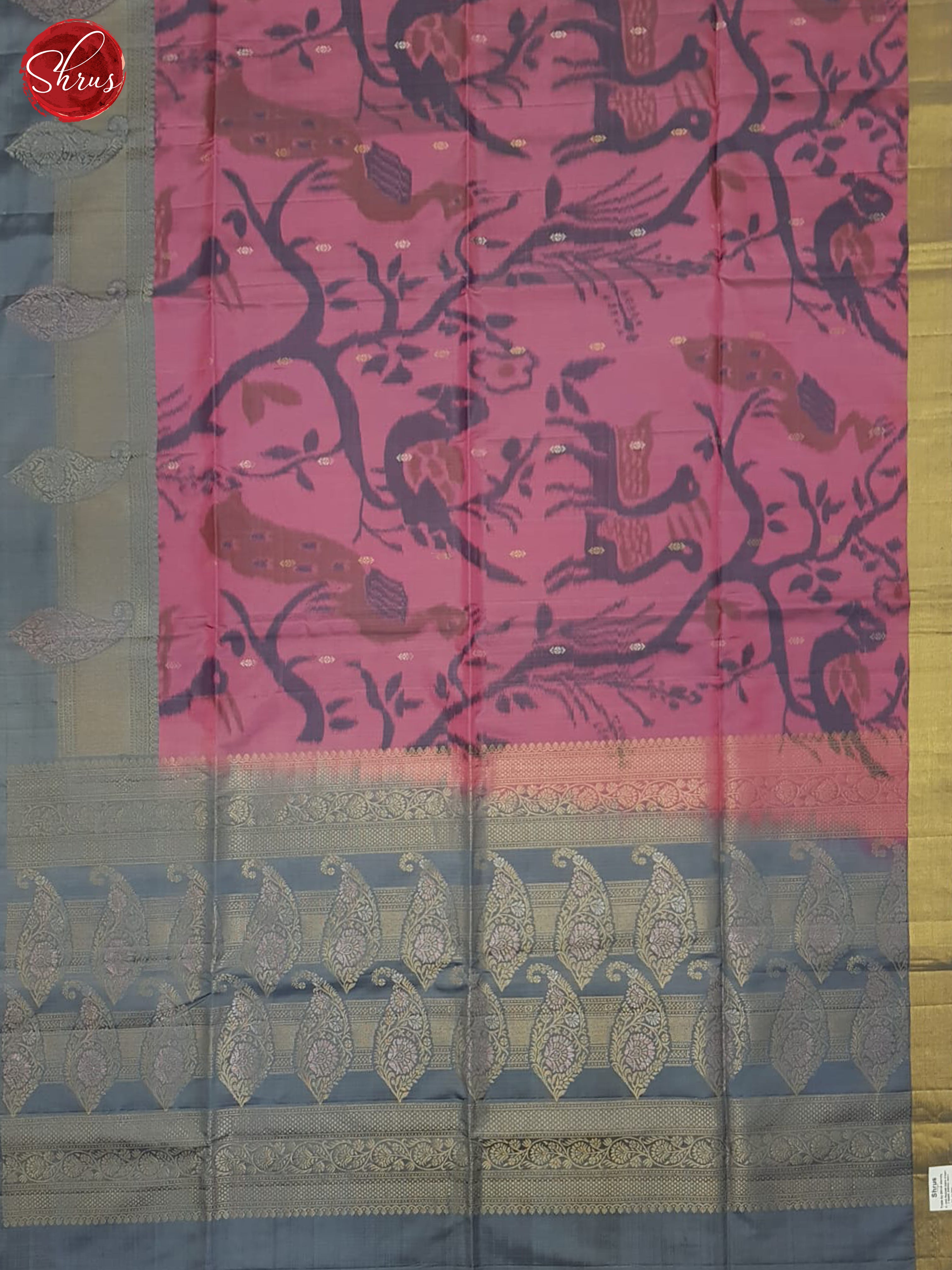 Pink And Grey- Soft Silk Saree - Shop on ShrusEternity.com