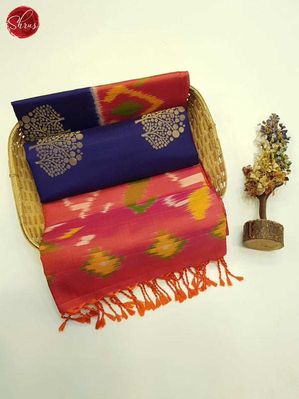 Blue & Orange  - Soft Silk Saree - Shop on ShrusEternity.com