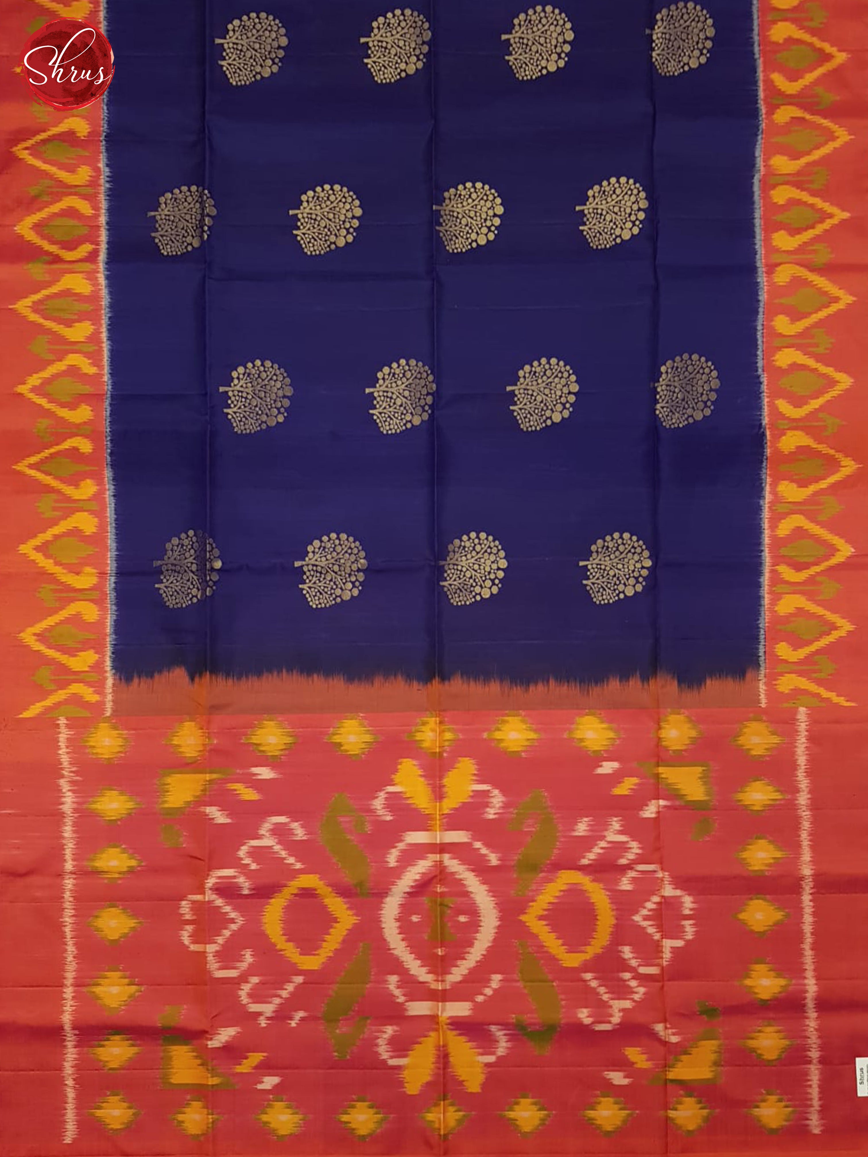 Blue & Orange  - Soft Silk Saree - Shop on ShrusEternity.com