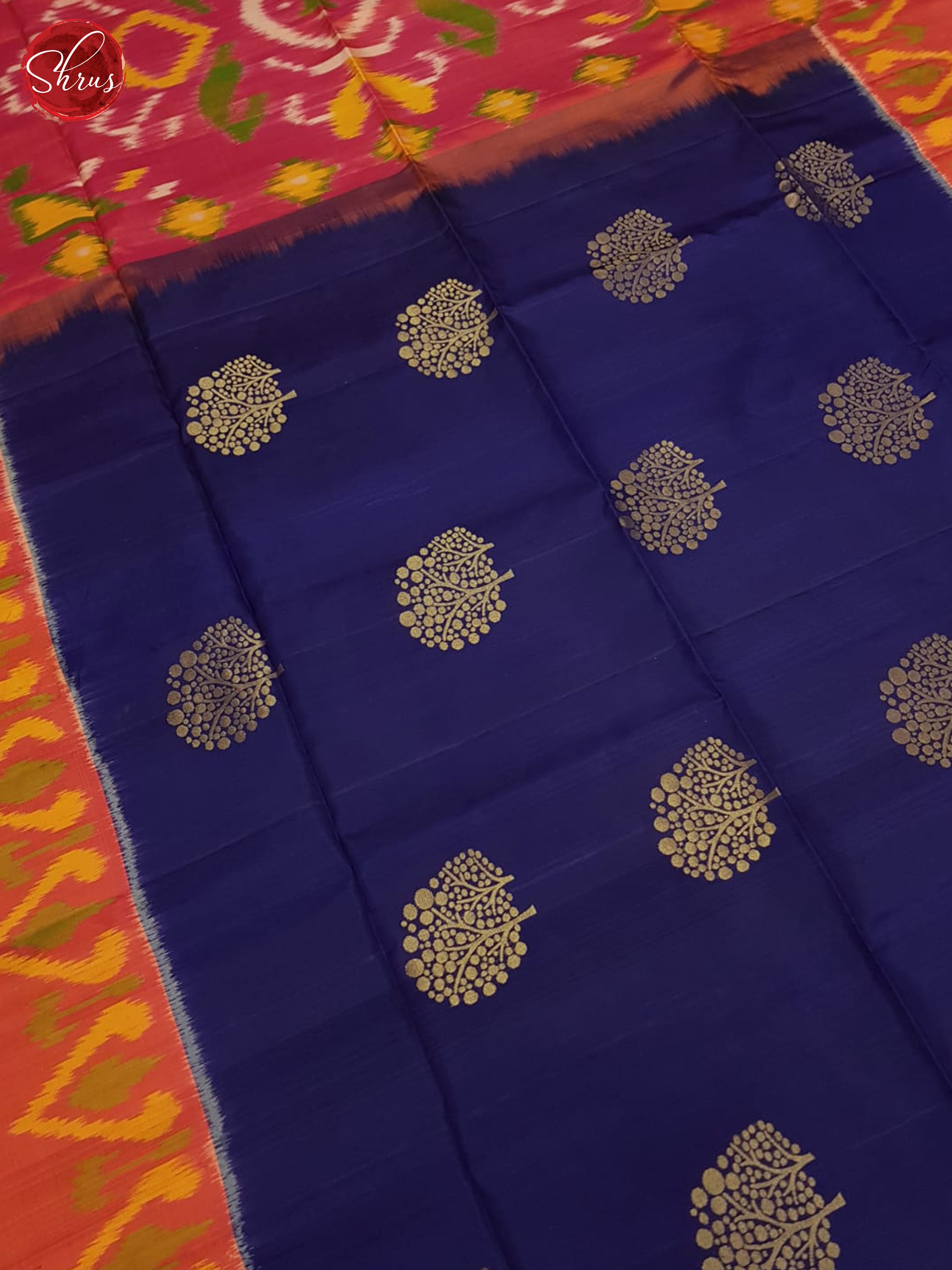 Blue & Orange  - Soft Silk Saree - Shop on ShrusEternity.com