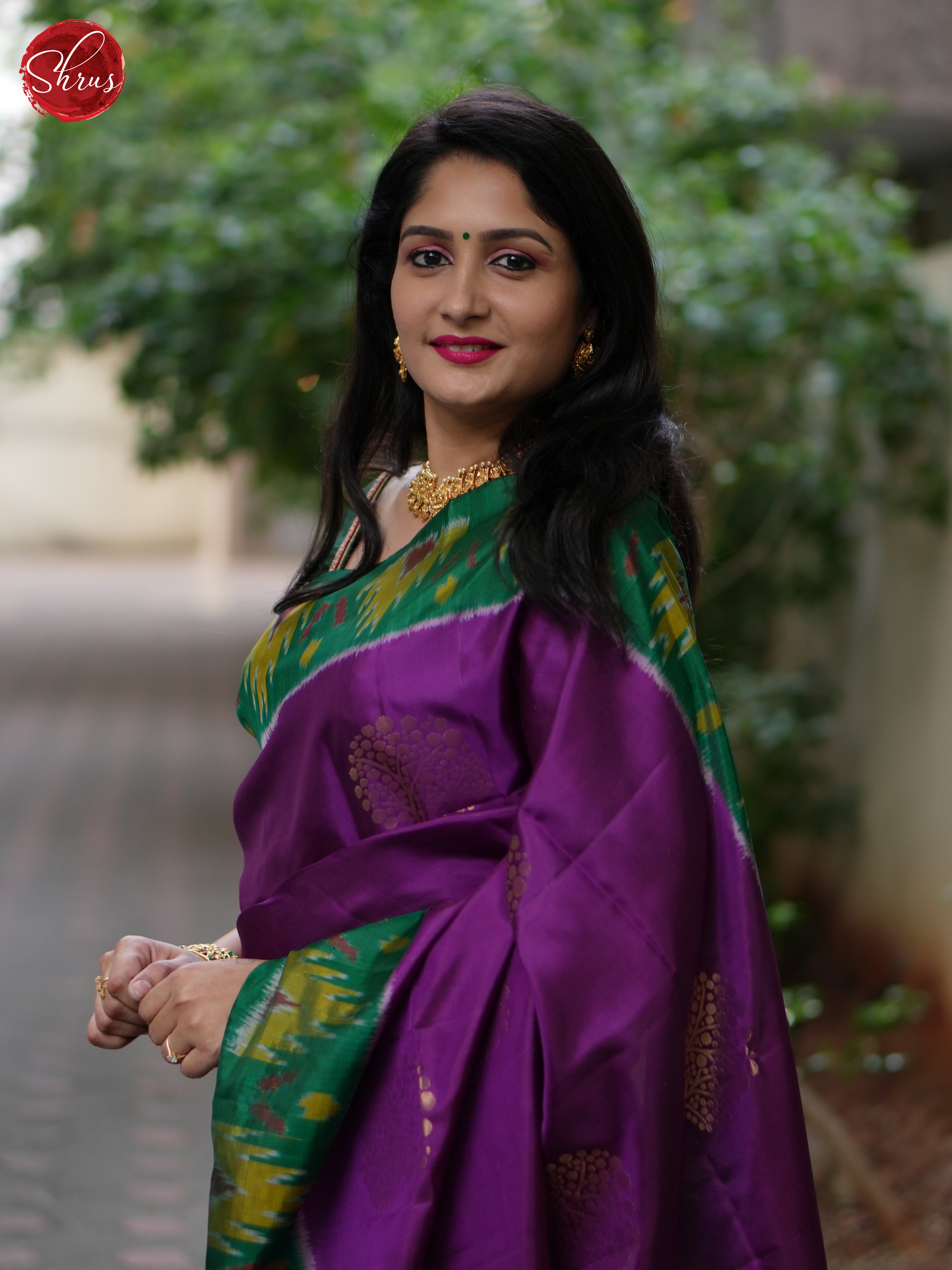 Purple And Green- Soft Silk Saree - Shop on ShrusEternity.com