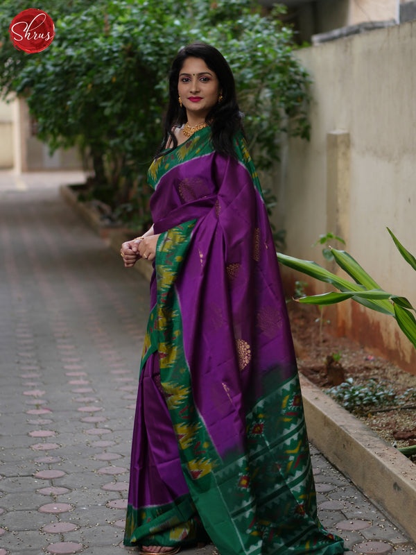 Purple And Green- Soft Silk Saree - Shop on ShrusEternity.com