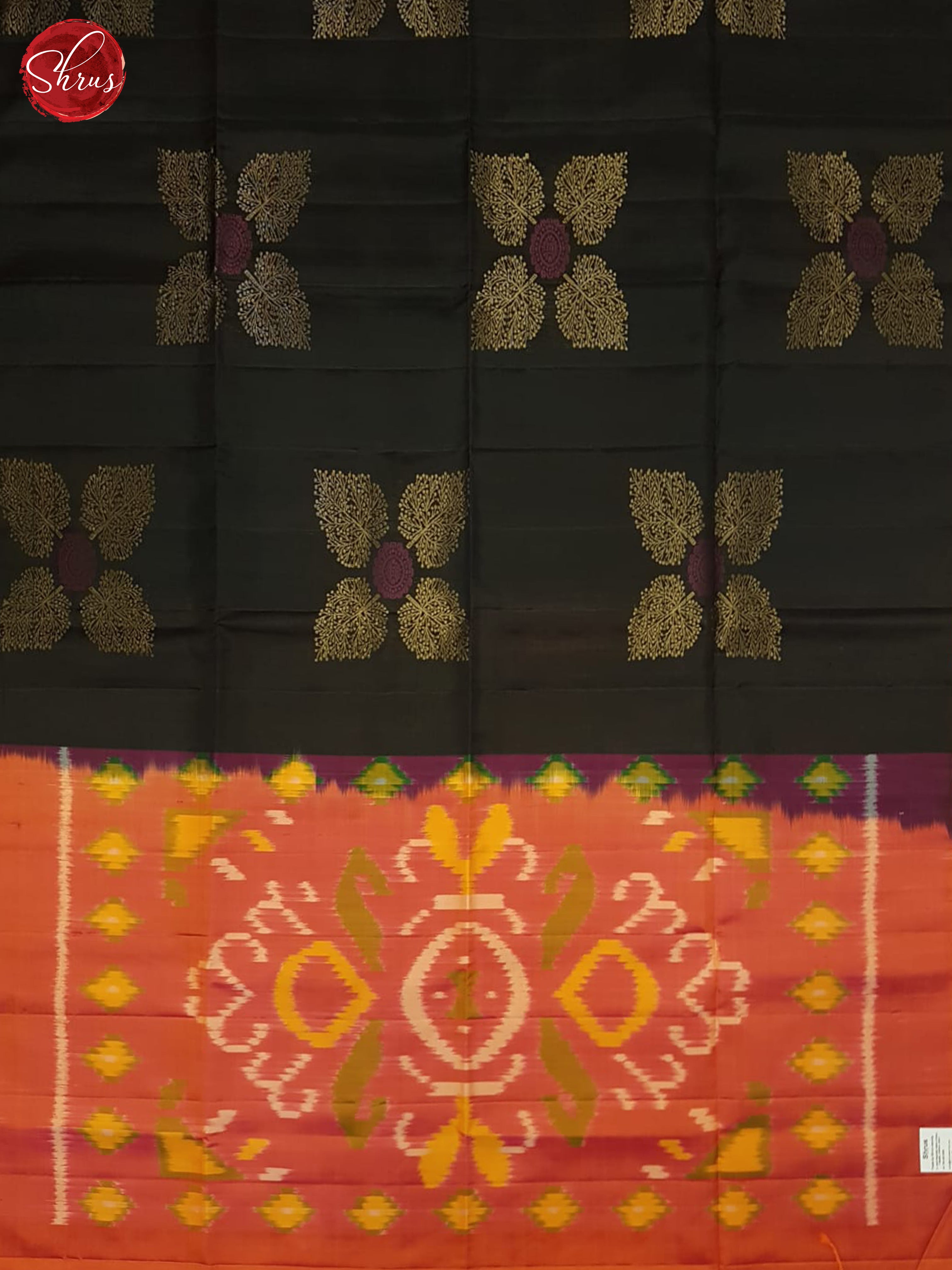 Black And Orange- Soft Silk Saree - Shop on ShrusEternity.com
