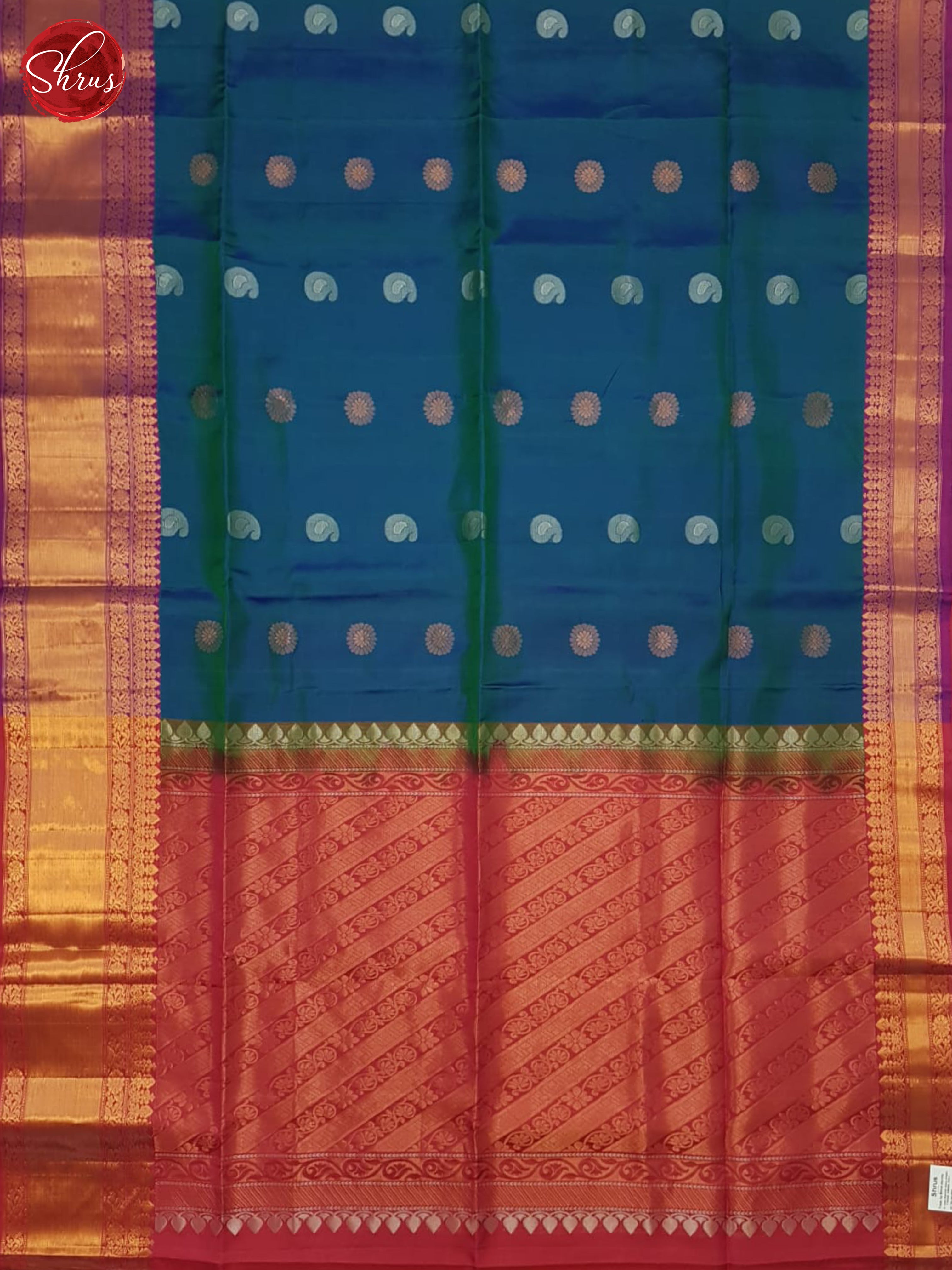 Blue And Red- Soft Silk Saree - Shop on ShrusEternity.com