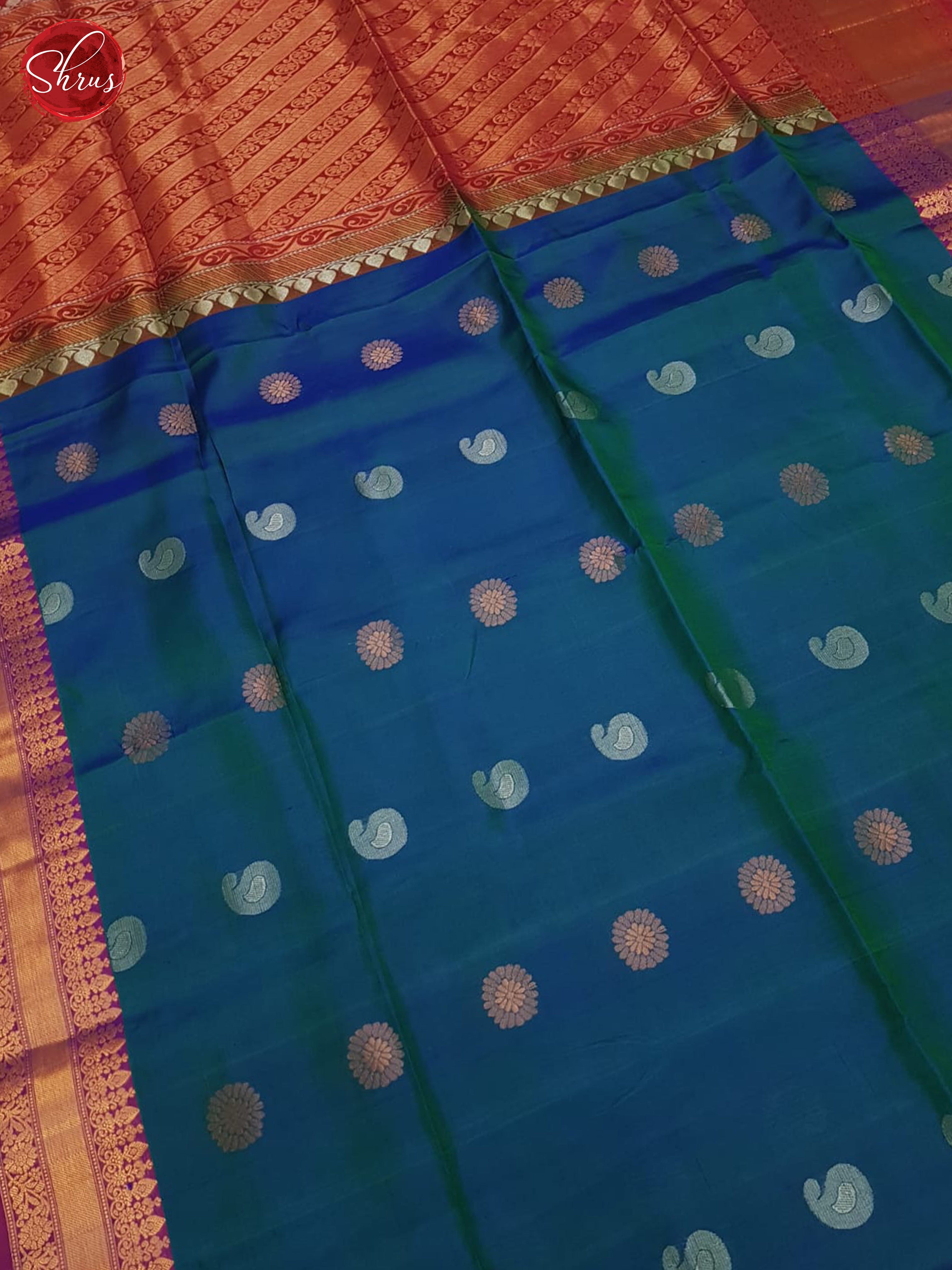 Blue And Red- Soft Silk Saree - Shop on ShrusEternity.com