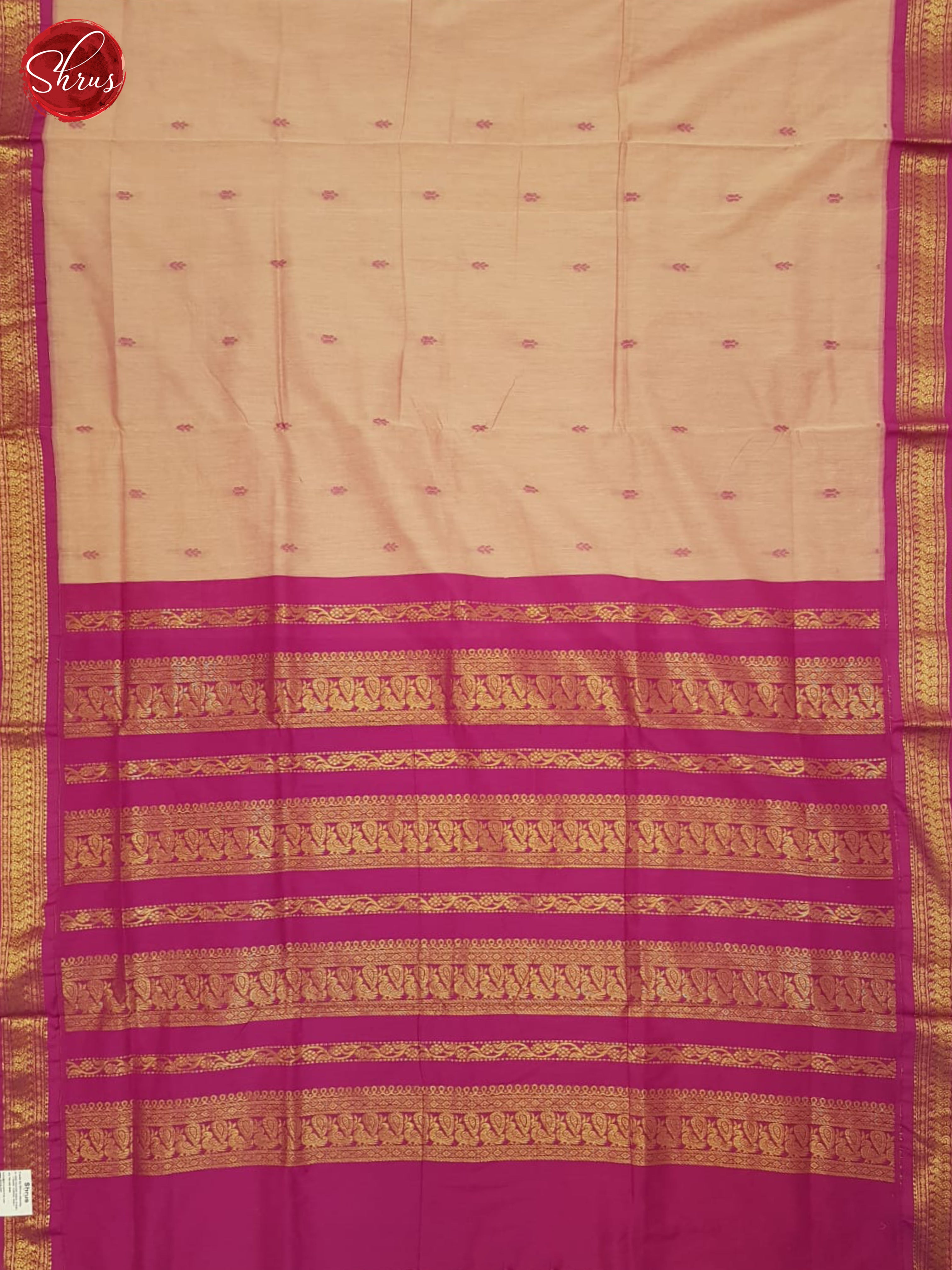 Beige And Pink- Kalyani Cotton saree - Shop on ShrusEternity.com