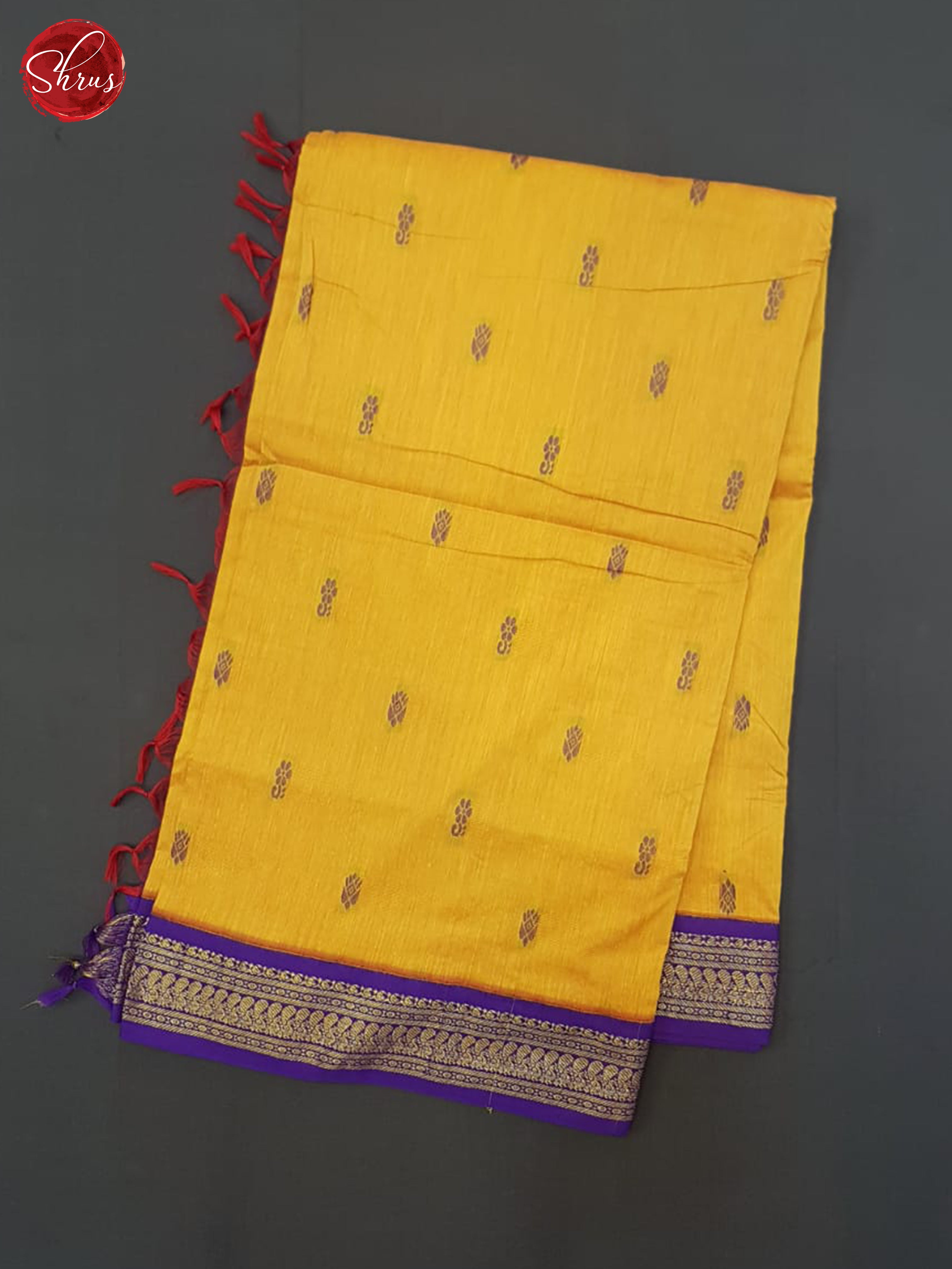 Mustard And Purple- Kalyani Cotton Saree - Shop on ShrusEternity.com