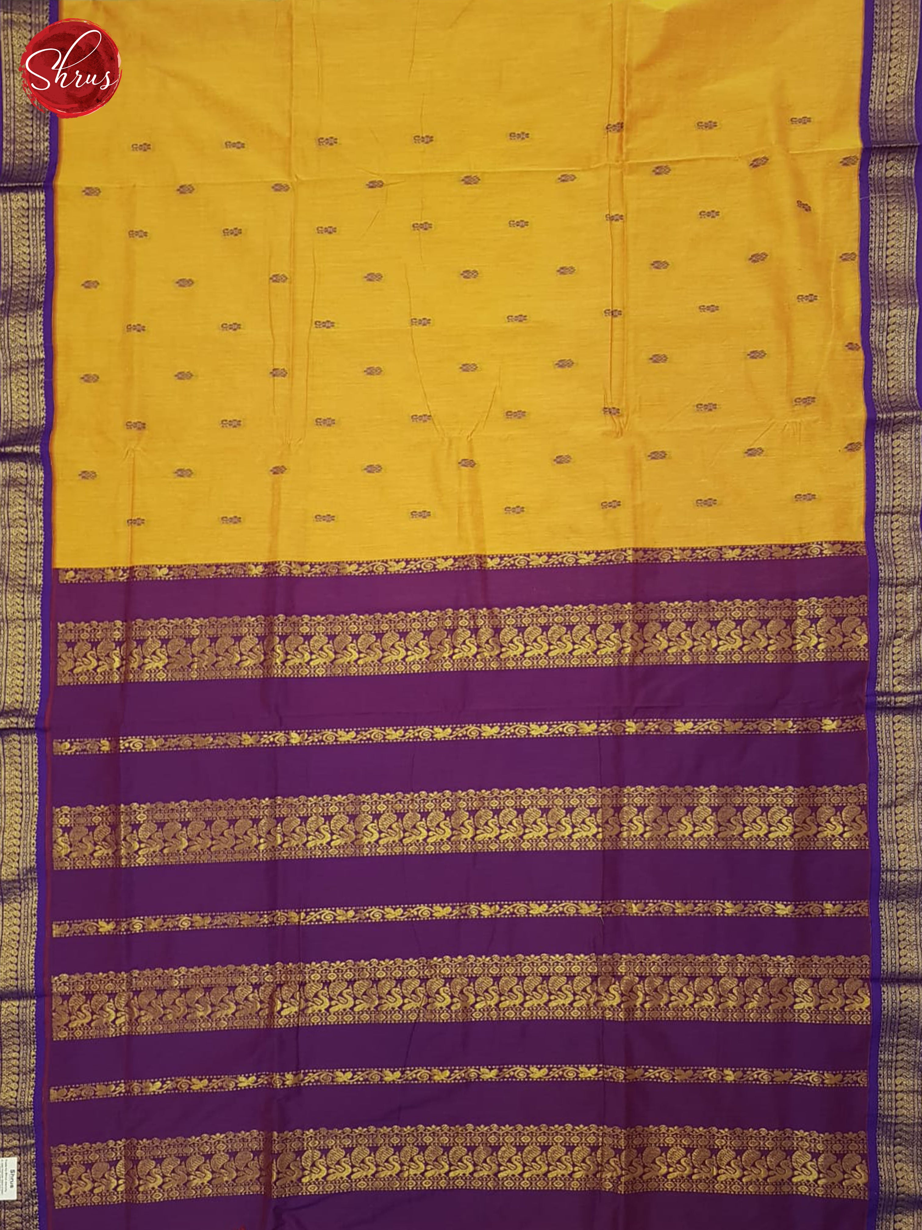 Mustard And Purple- Kalyani Cotton Saree - Shop on ShrusEternity.com