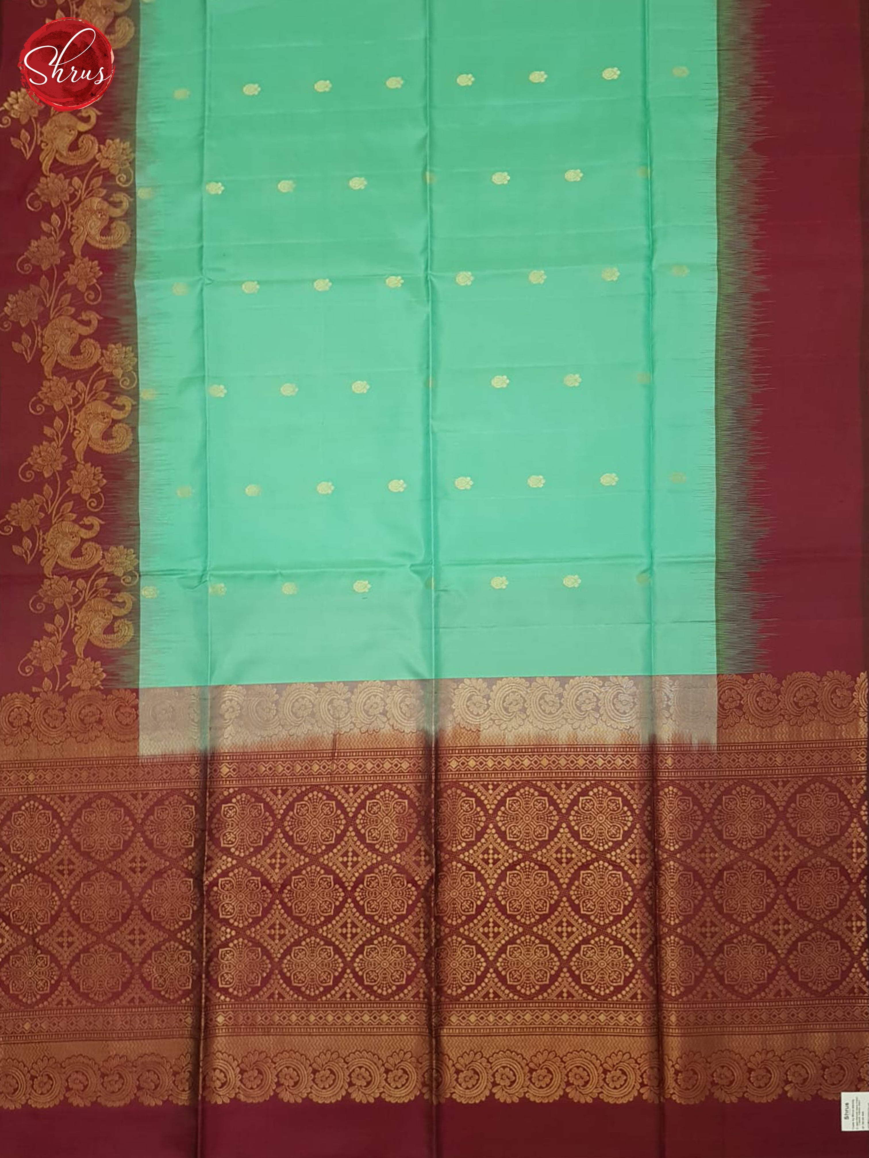 Green & Maroon  - Soft Silk Saree - Shop on ShrusEternity.com