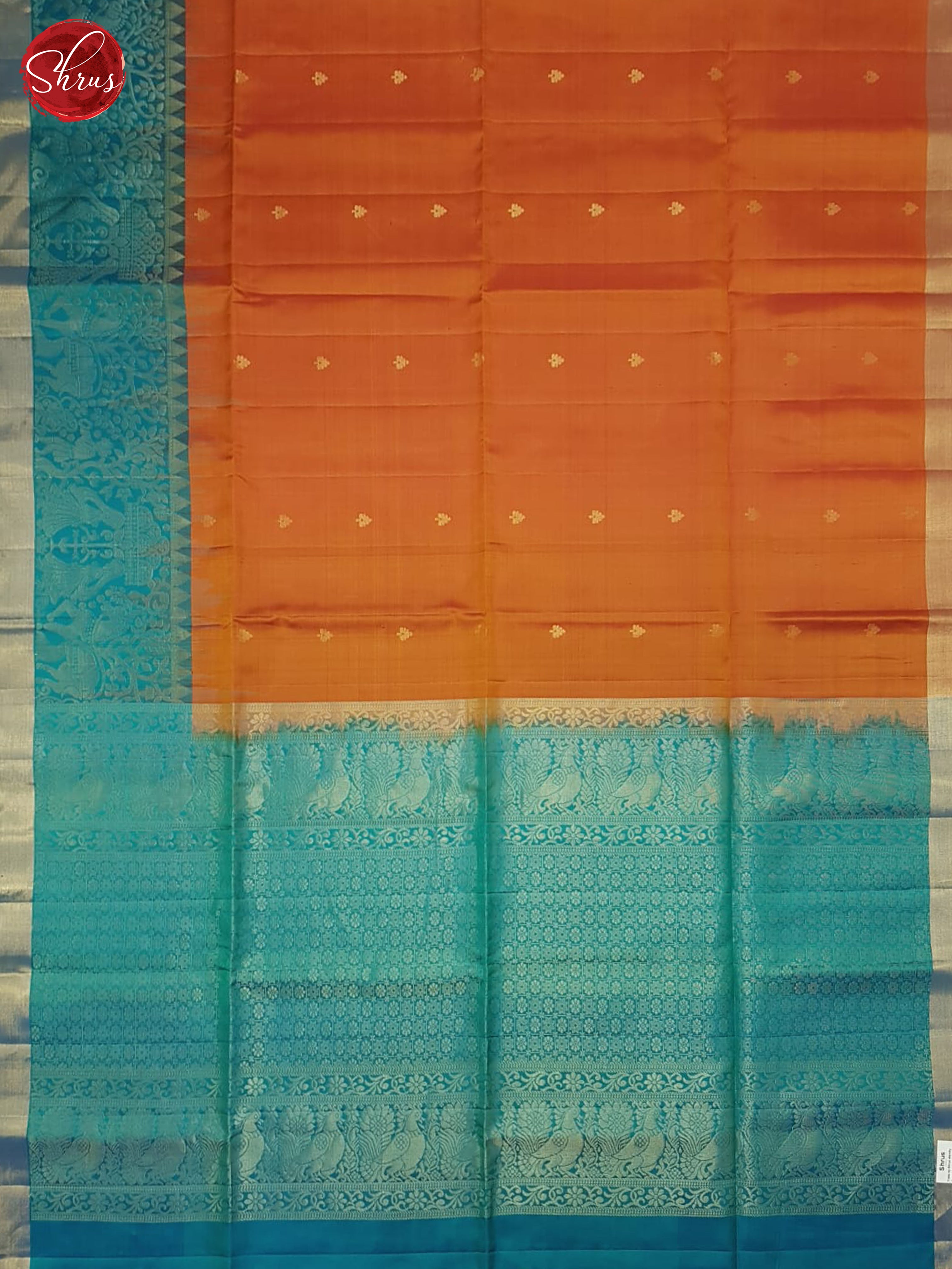 Orange And Blue- Soft Silk Saree - Shop on ShrusEternity.com