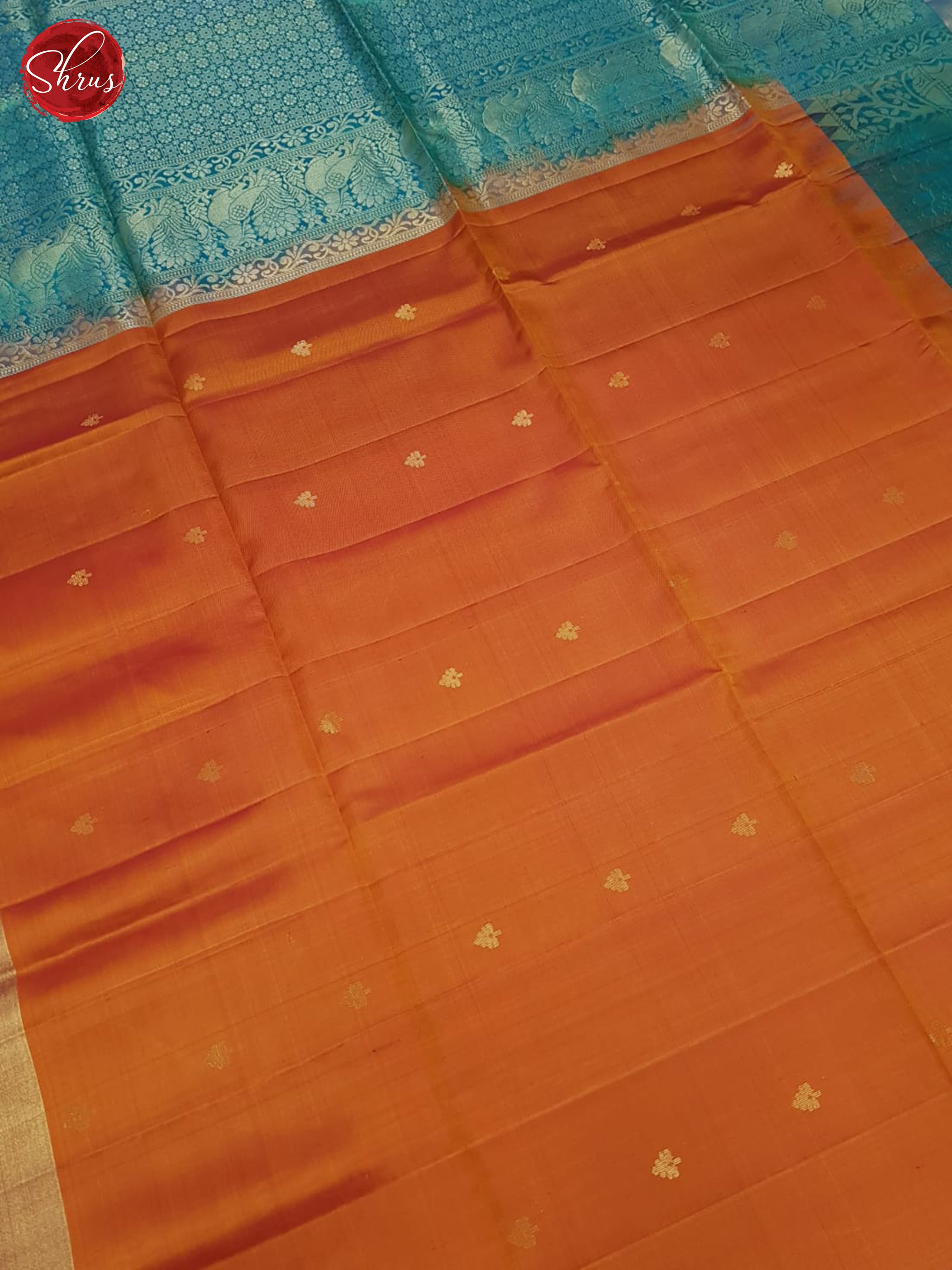 Orange And Blue- Soft Silk Saree - Shop on ShrusEternity.com