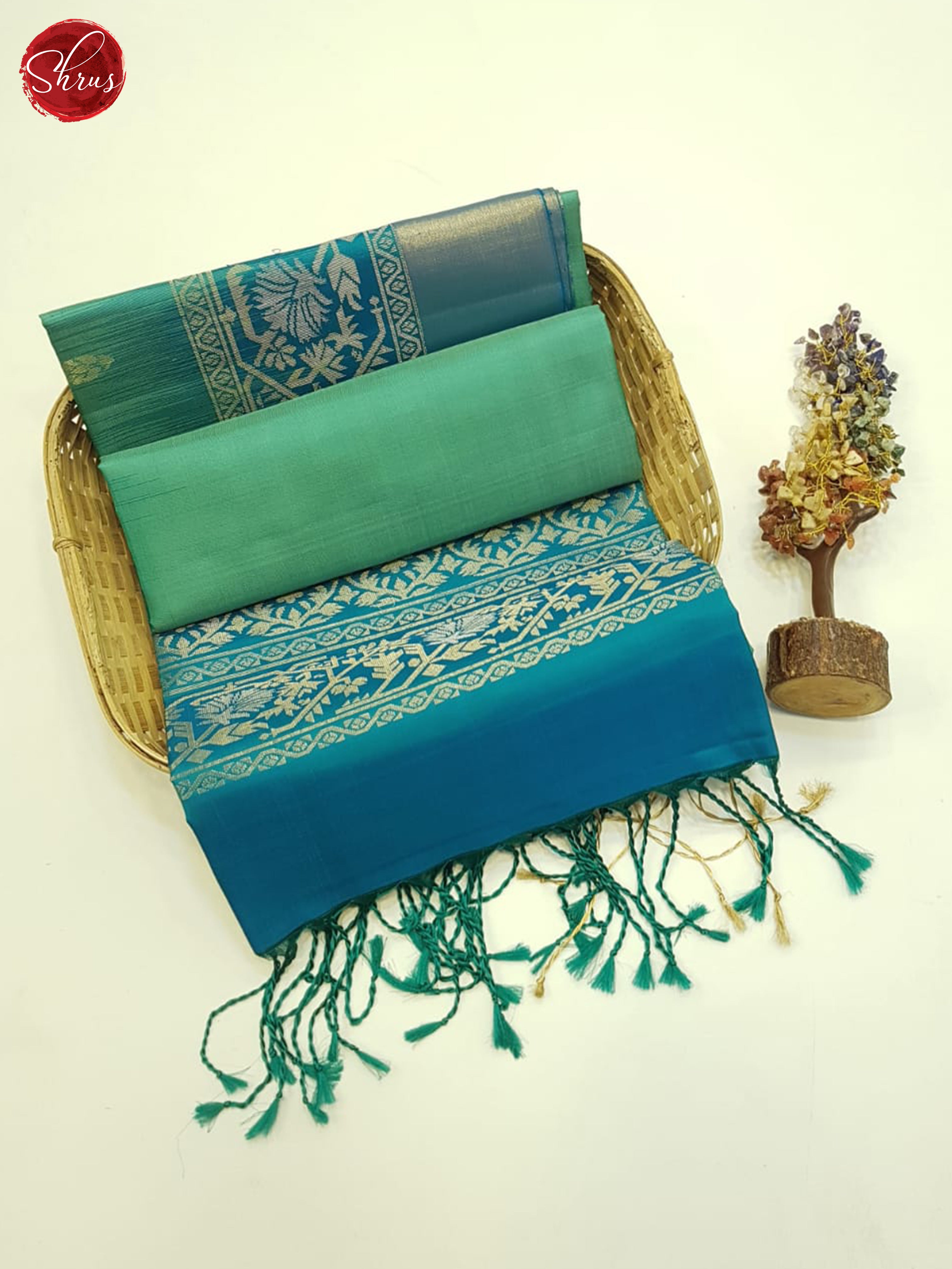 Green & Blue - Soft Silk Saree - Shop on ShrusEternity.com