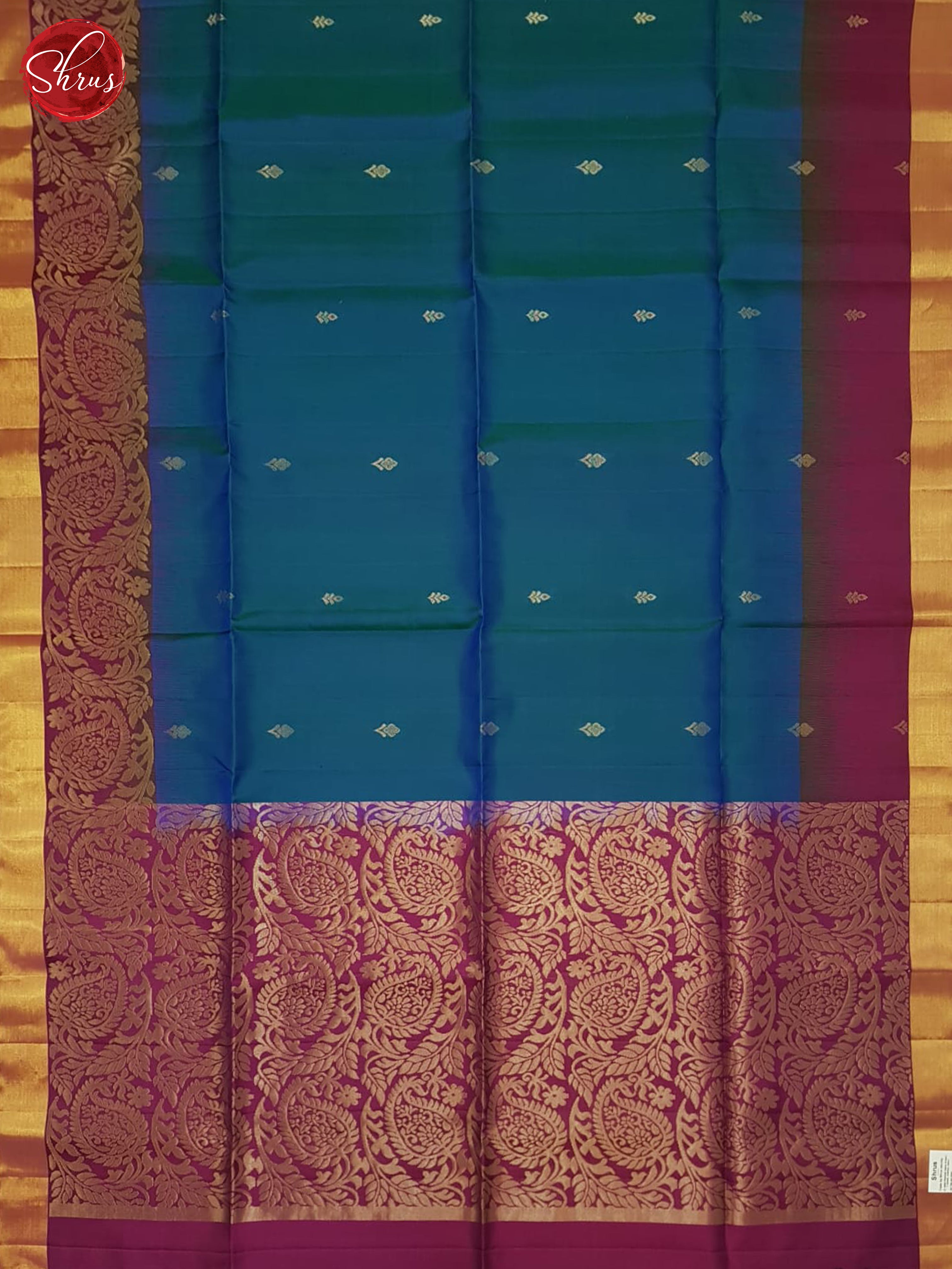 Blue And Wine- Soft Silk Saree - Shop on ShrusEternity.com