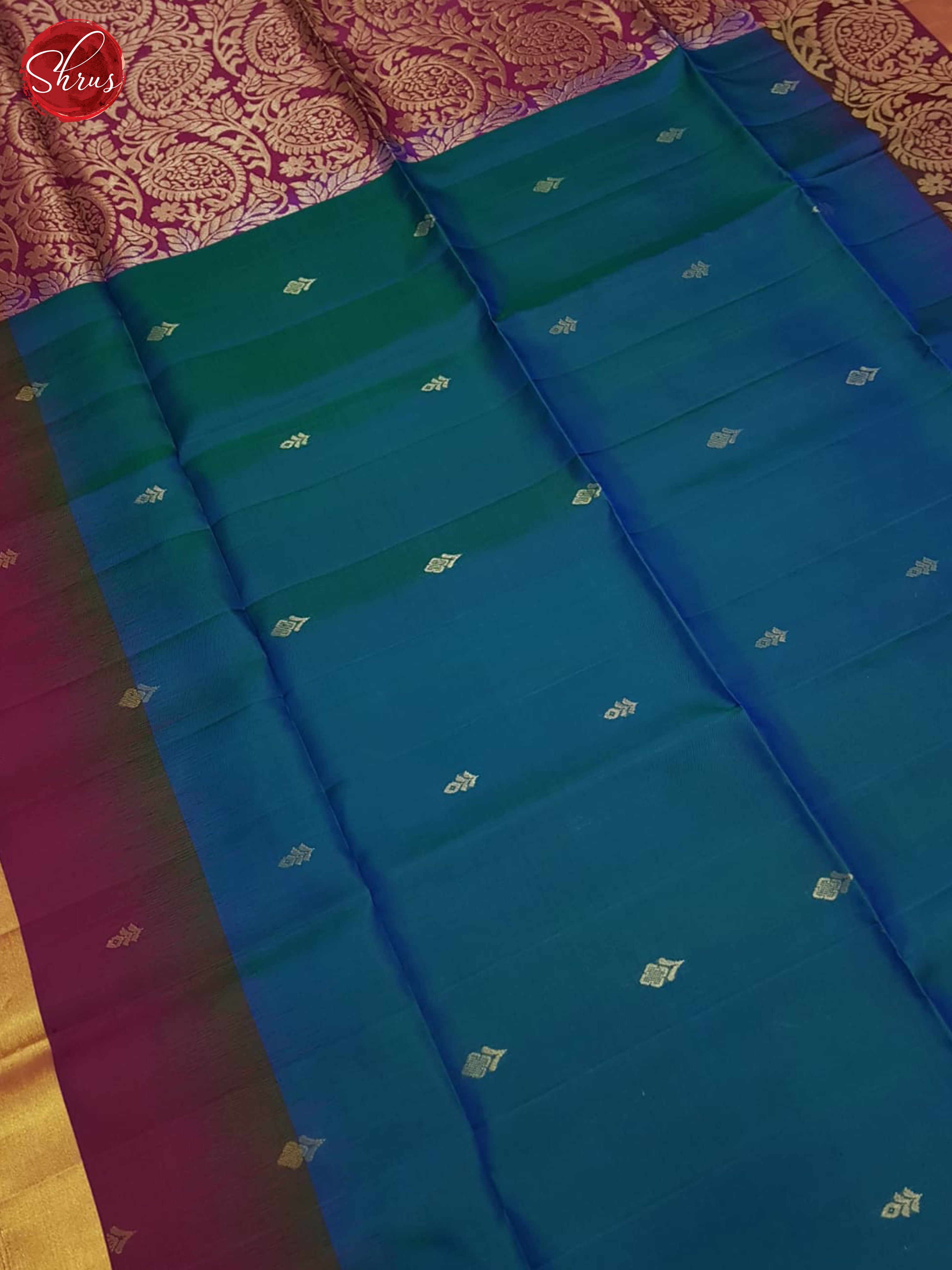 Blue And Wine- Soft Silk Saree - Shop on ShrusEternity.com