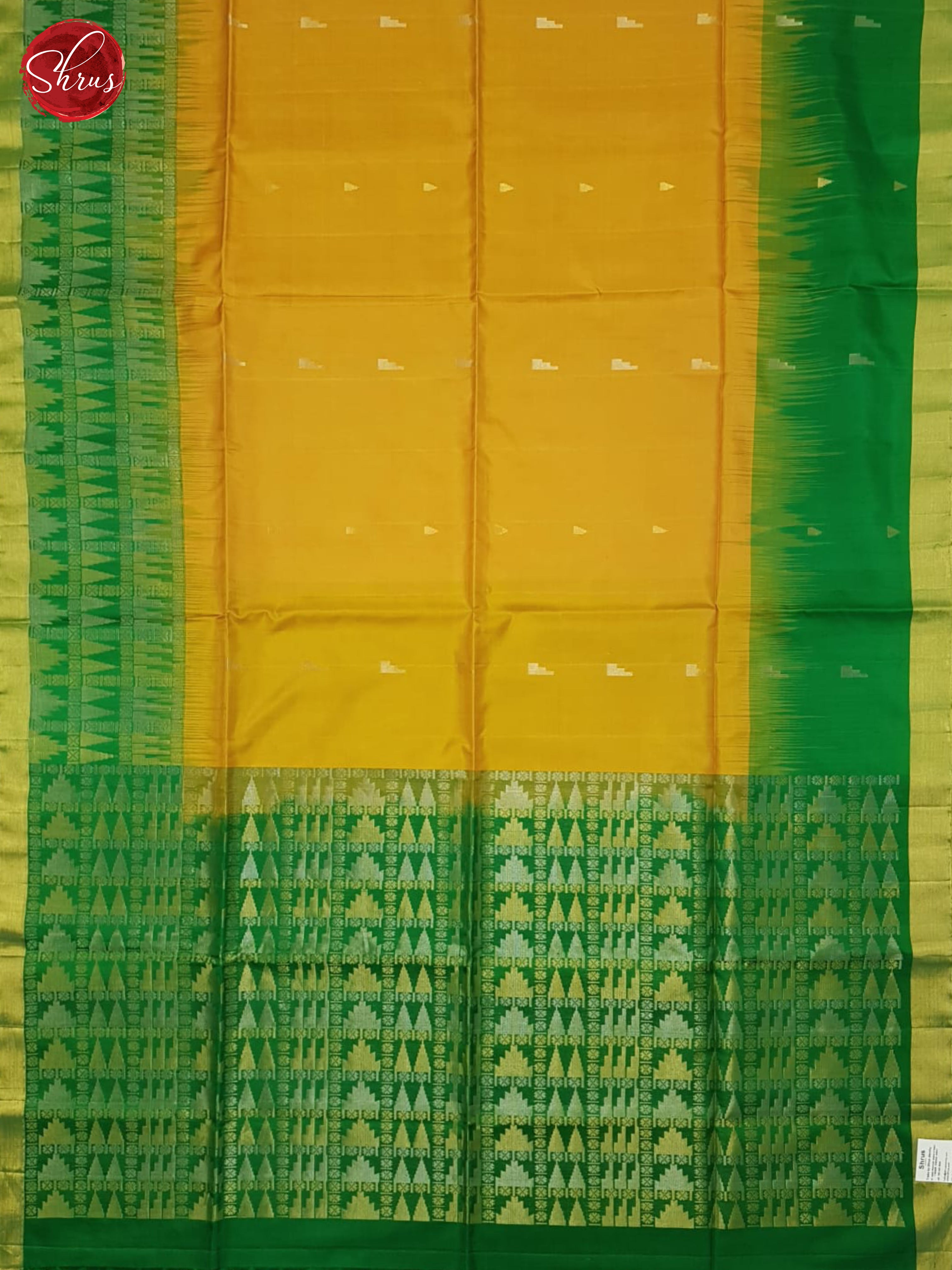 Mustard And Green- Soft Silk Saree - Shop on ShrusEternity.com