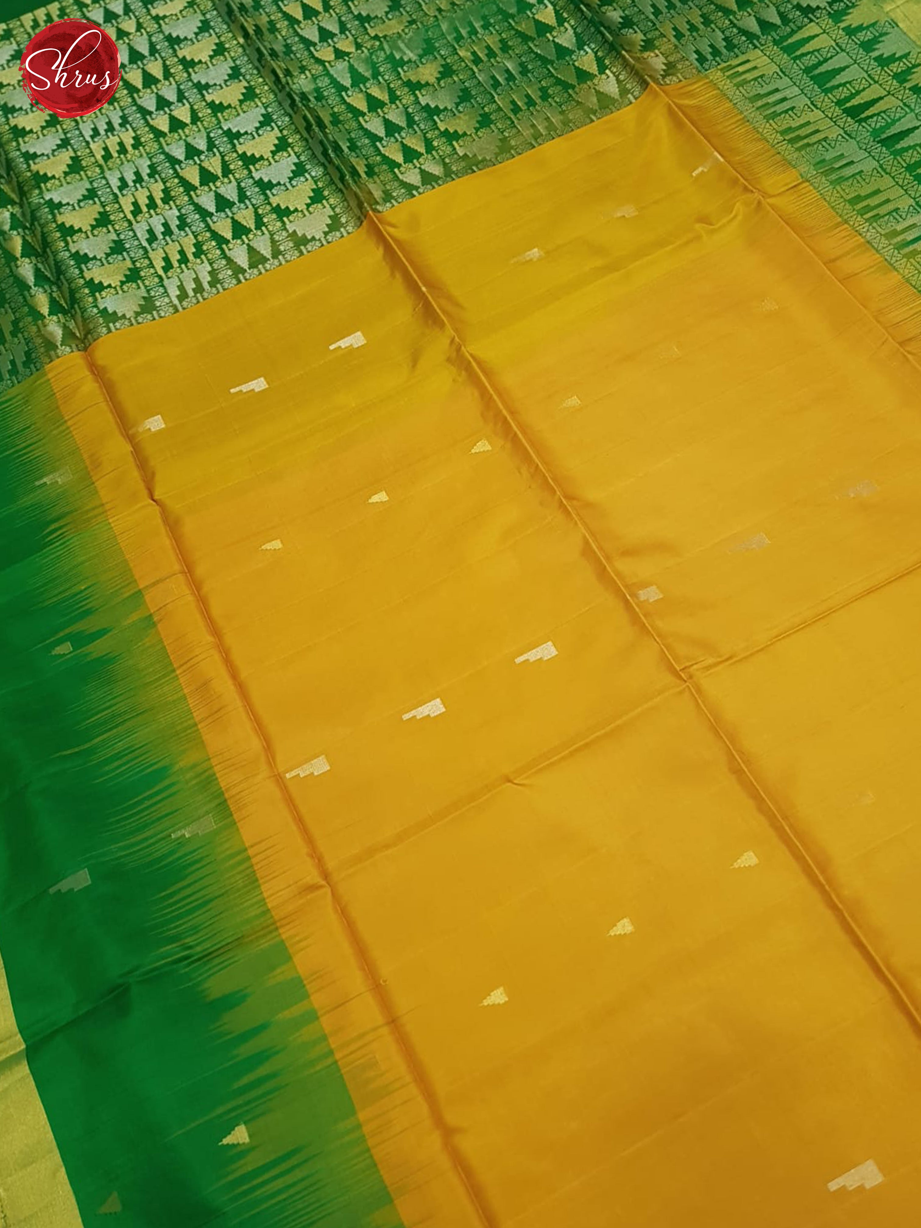 Mustard And Green- Soft Silk Saree - Shop on ShrusEternity.com