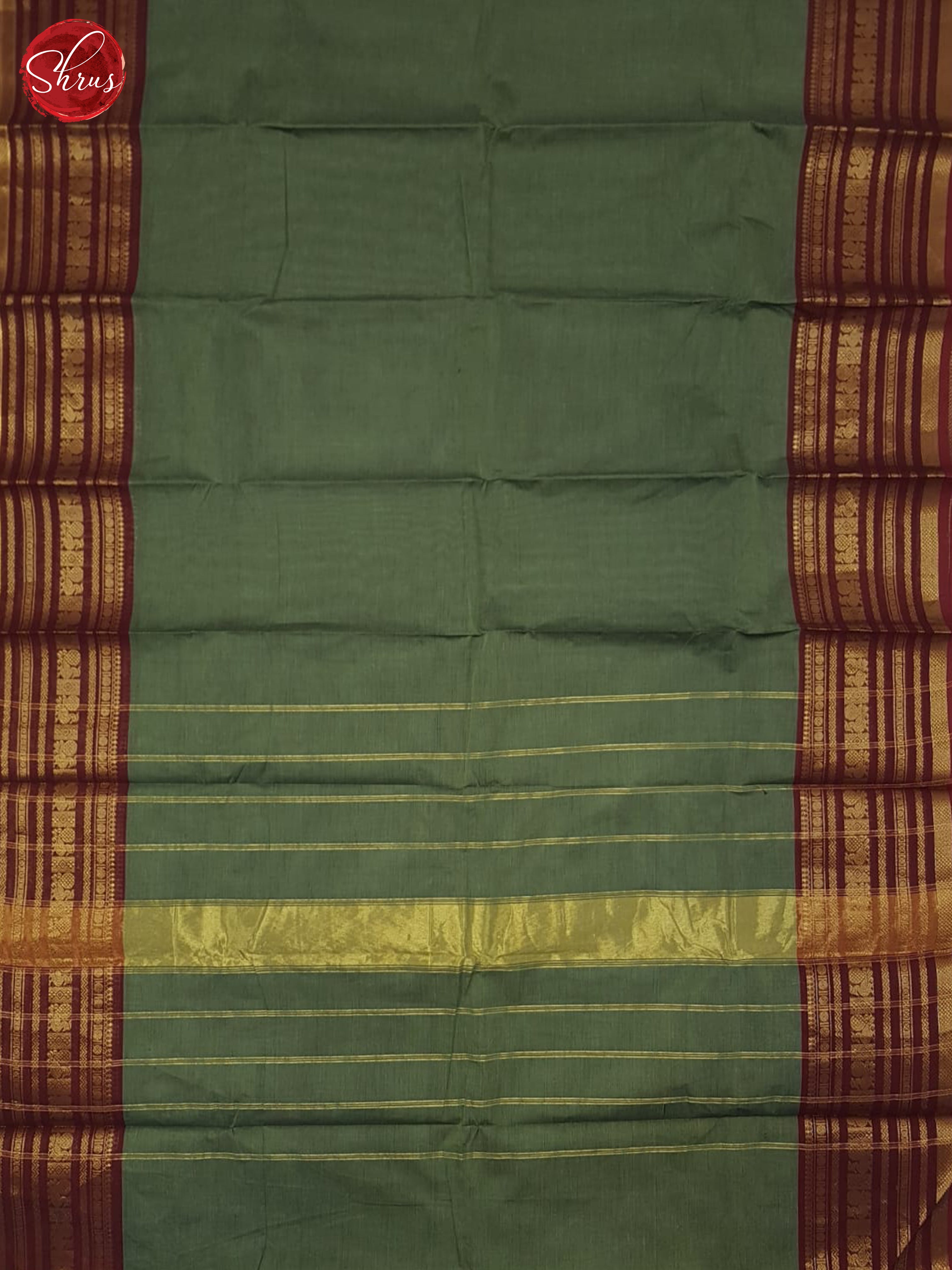 Greenish Grey  And Maroon- Chettinad Cotton Saree - Shop on ShrusEternity.com