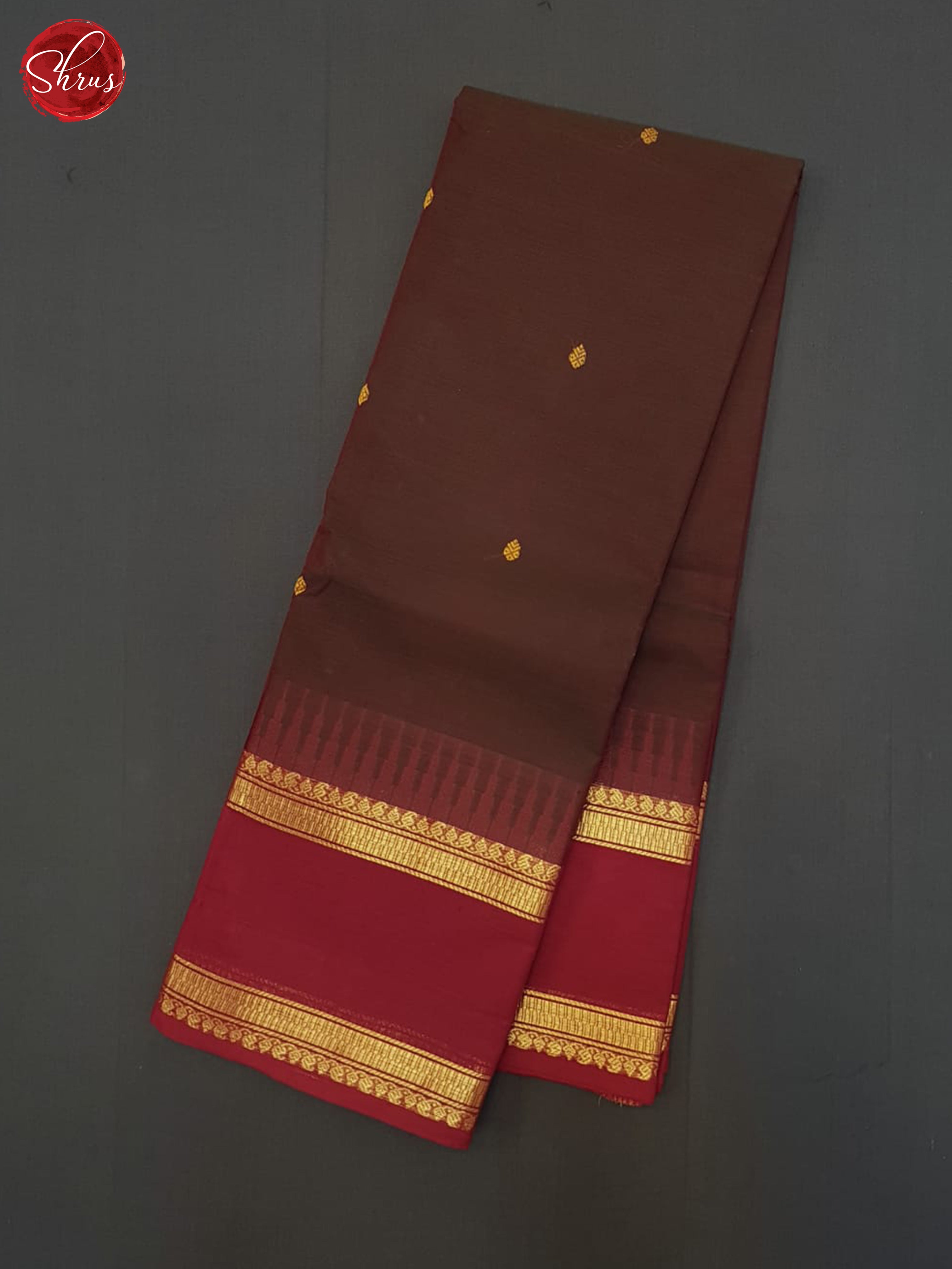 Brown And Red- Chettinad Cotton Saree - Shop on ShrusEternity.com