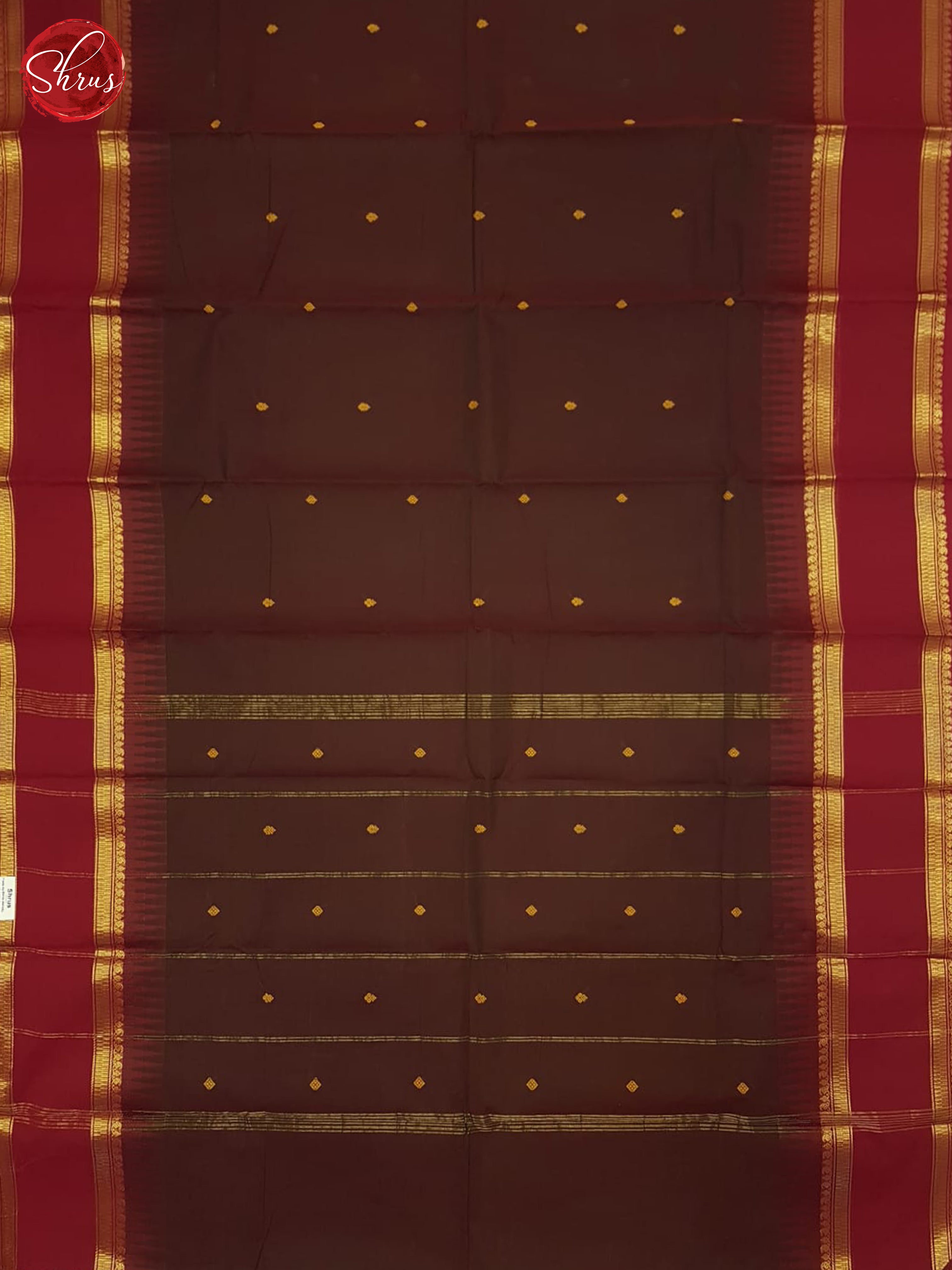 Brown And Red- Chettinad Cotton Saree - Shop on ShrusEternity.com