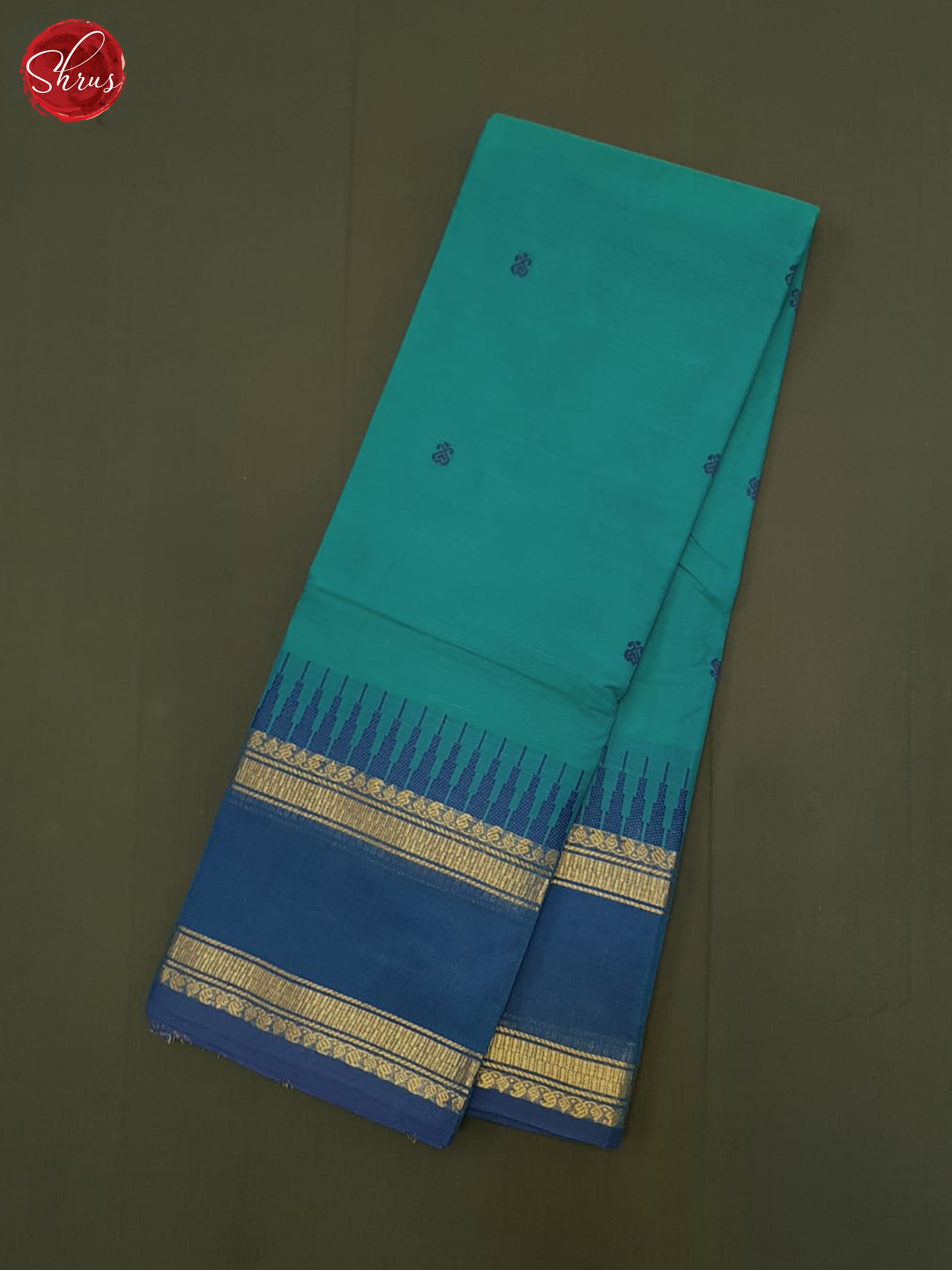 Sky Blue & Blue - Chettinad Cotton Saree - Shop on ShrusEternity.com