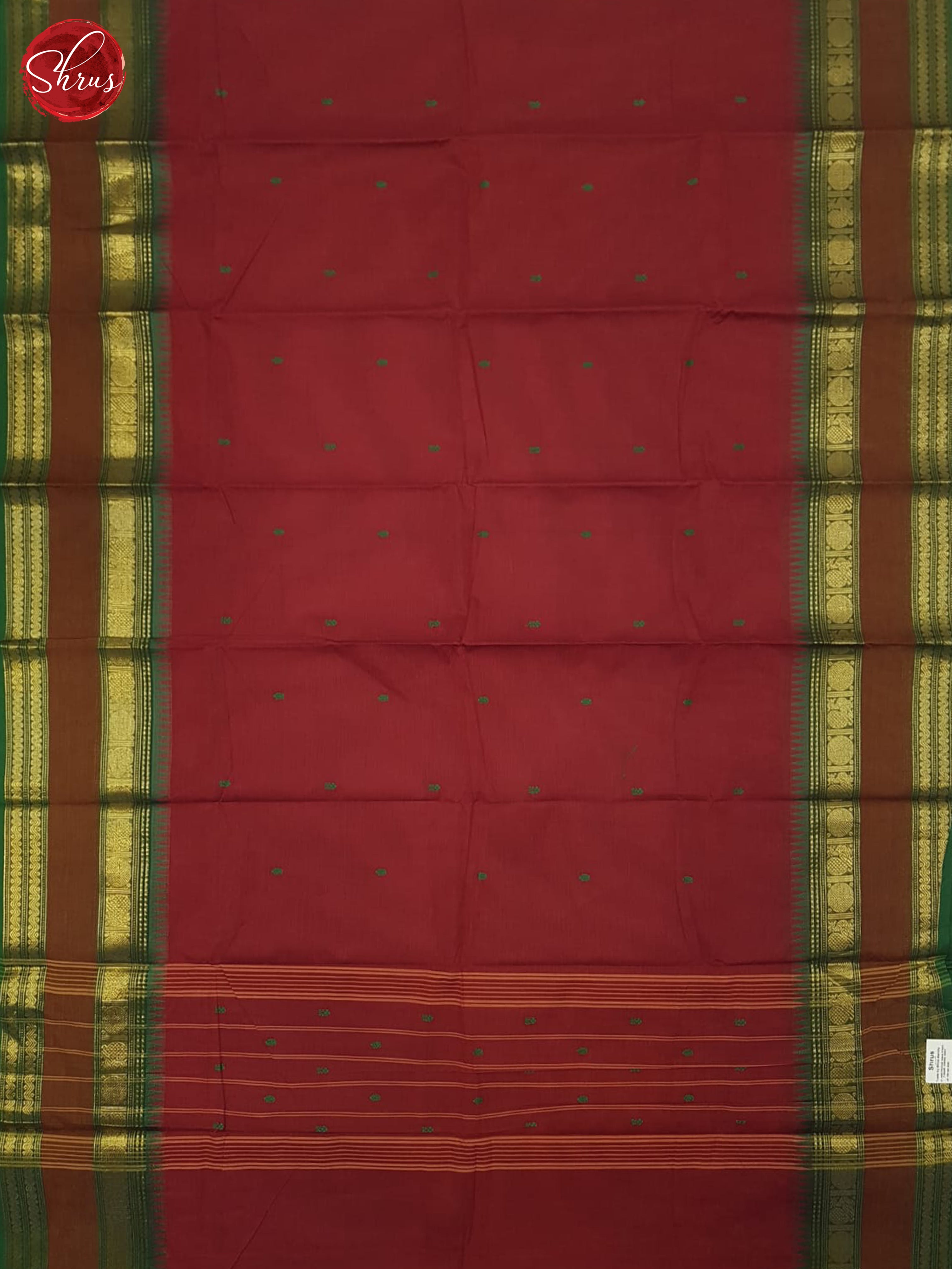 Red And Green- Chettinad Cotton saree - Shop on ShrusEternity.com