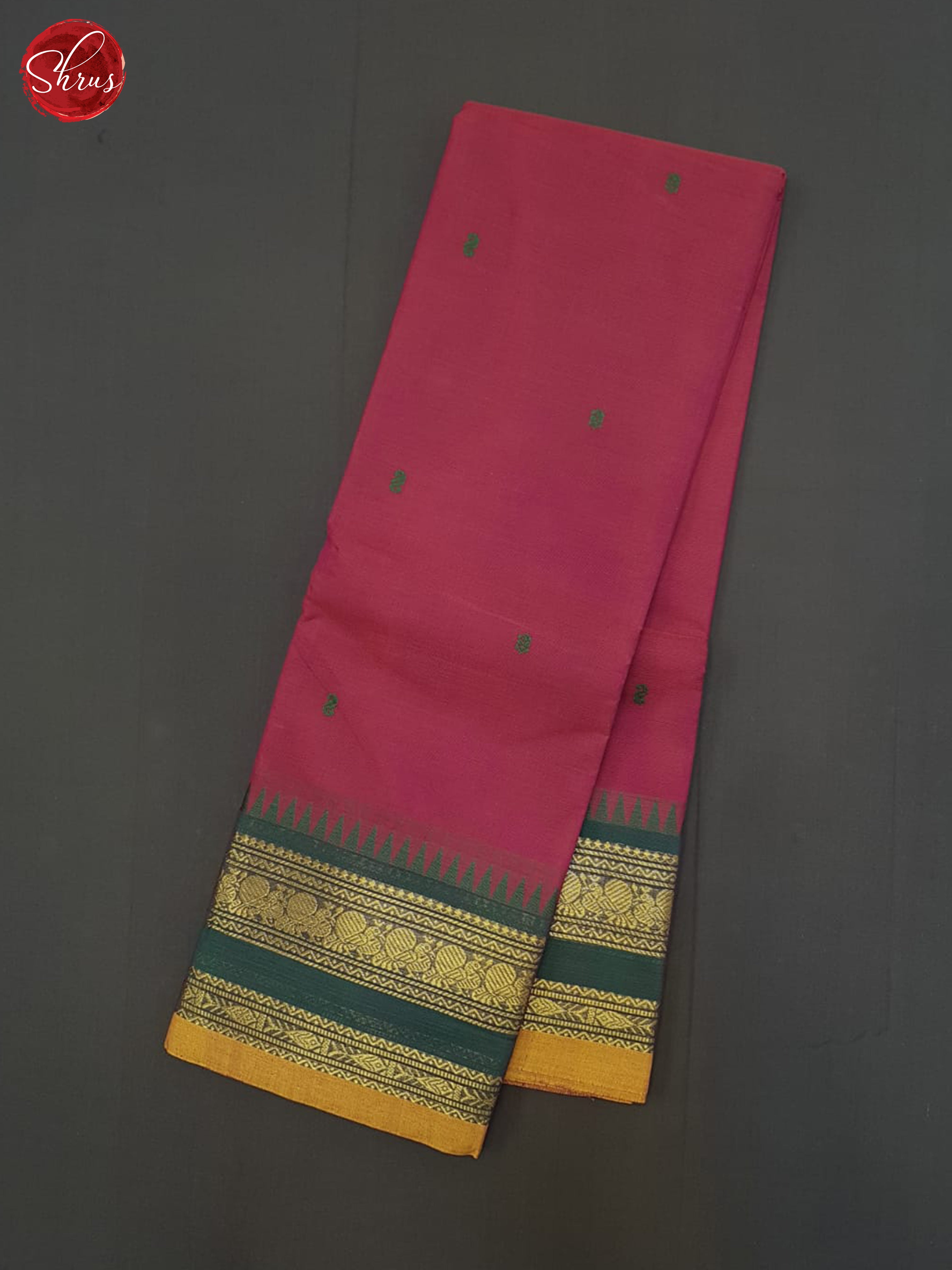 Pink And Peacock Neck- Chettinad Cotton Saree - Shop on ShrusEternity.com