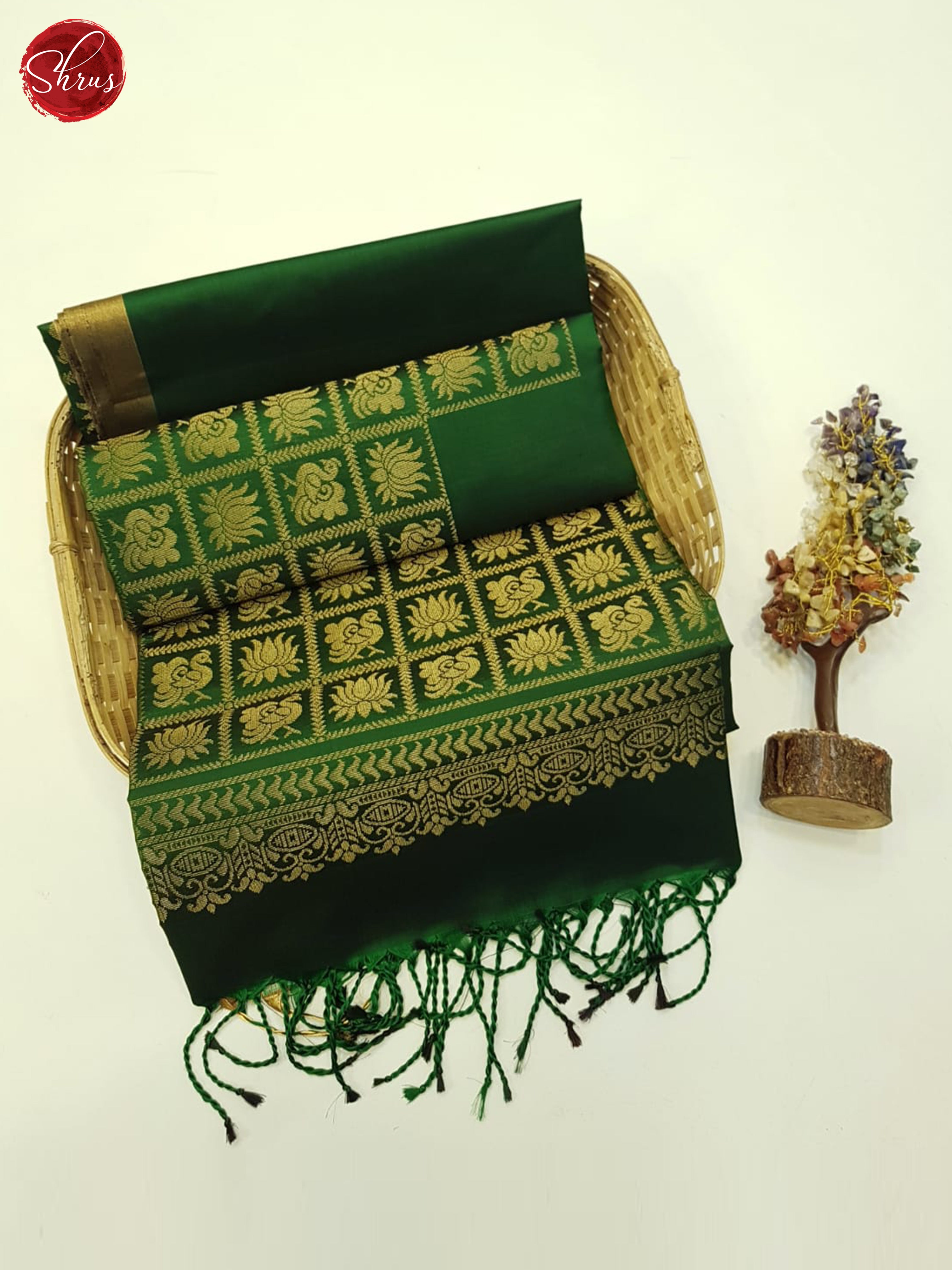 Green(Single Tone)- Soft Silk Saree - Shop on ShrusEternity.com