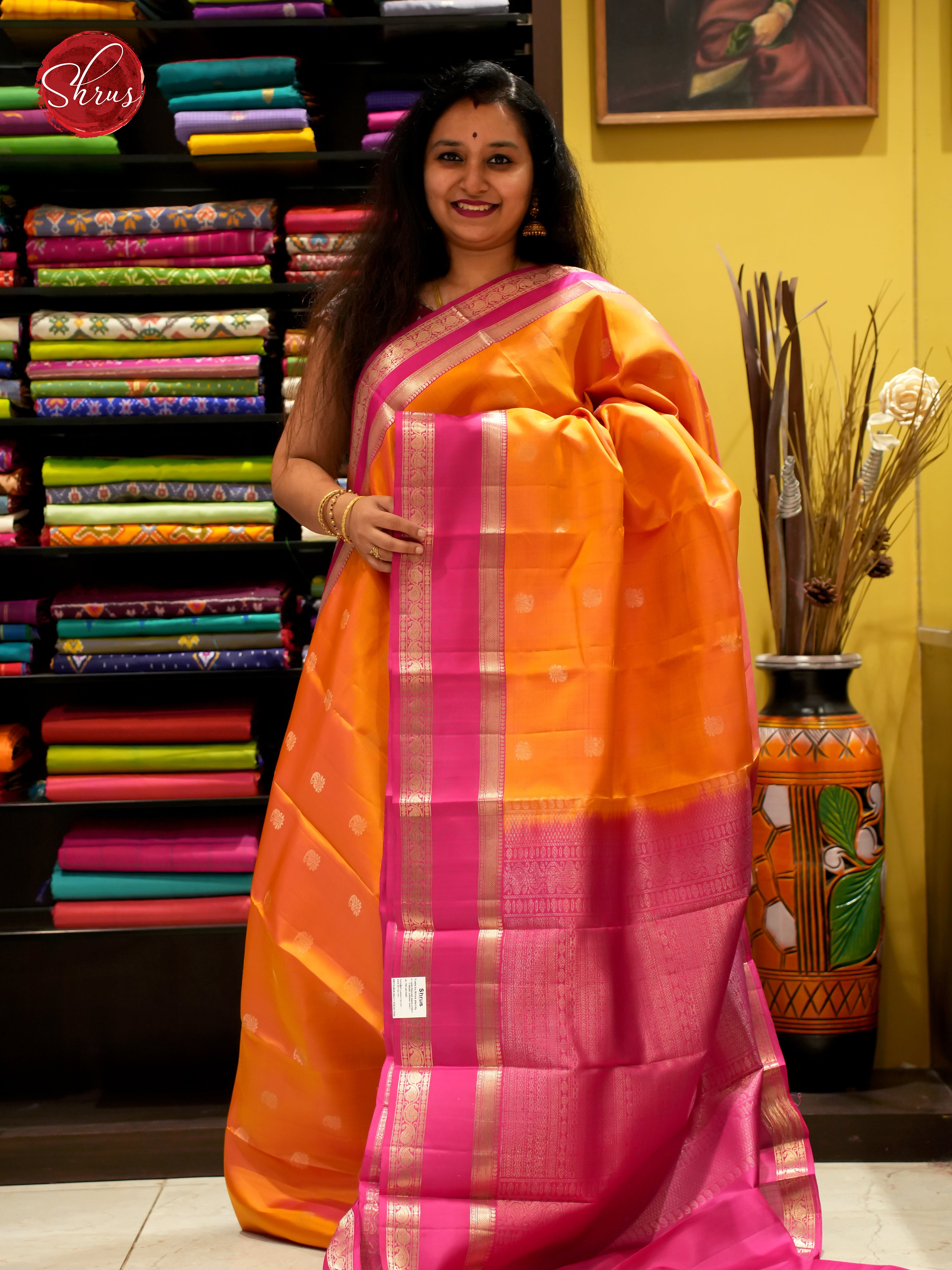 Orange & Pink - Soft Silk Saree - Shop on ShrusEternity.com