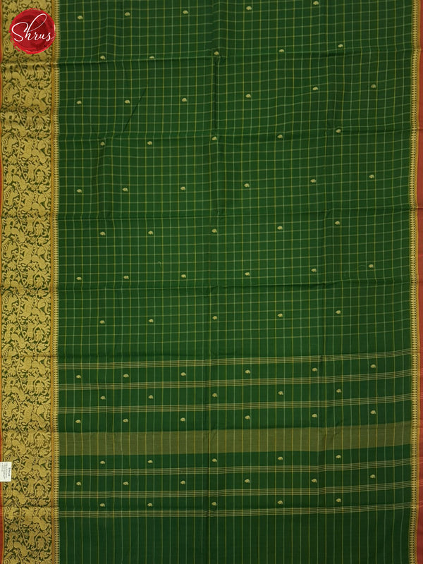Chettinad Cotton Saree - Green with black undertone (navy border) main image 1