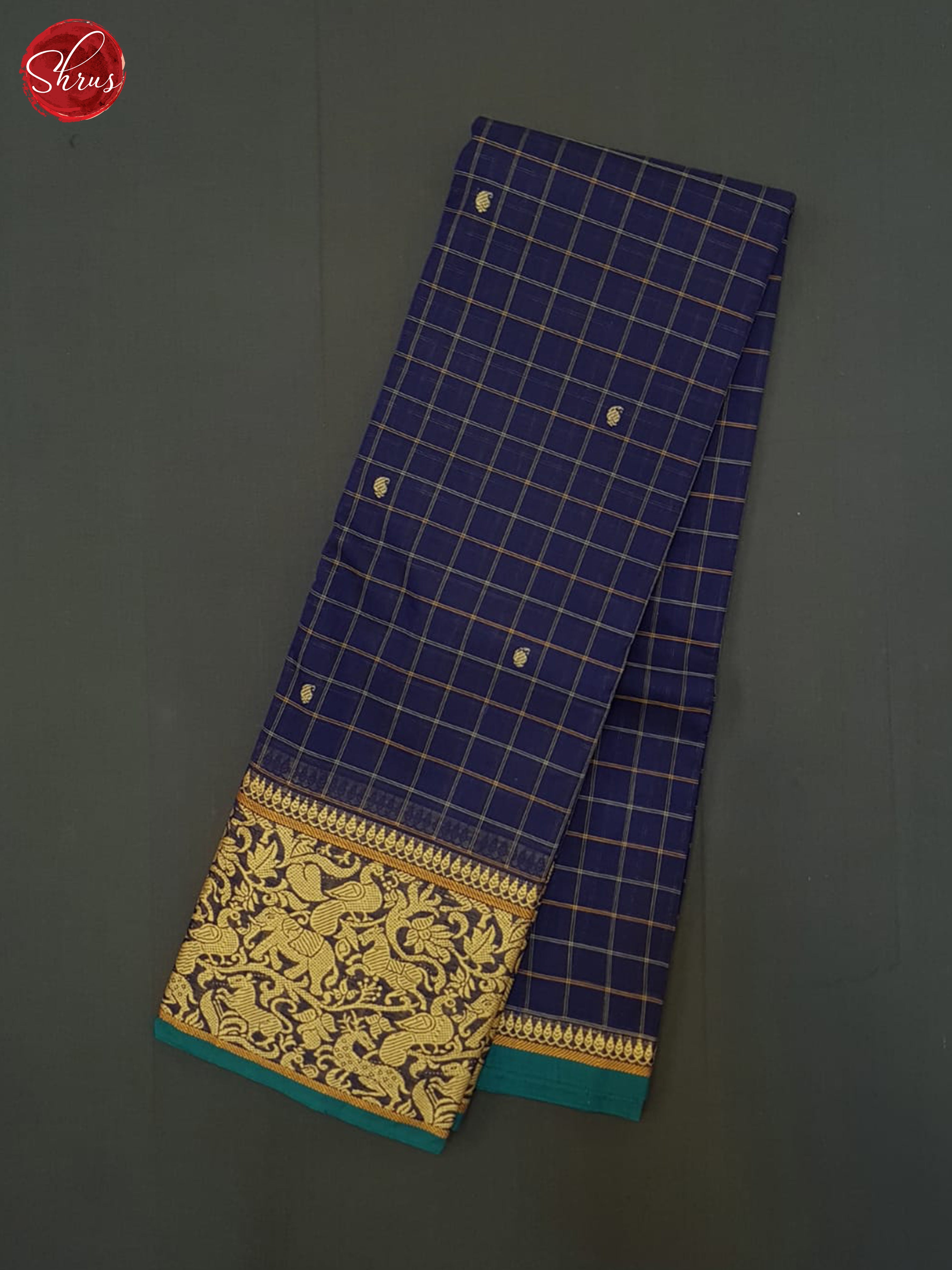 Blue(Single Tone)- Chettinad Cotton Saree - Shop on ShrusEternity.com