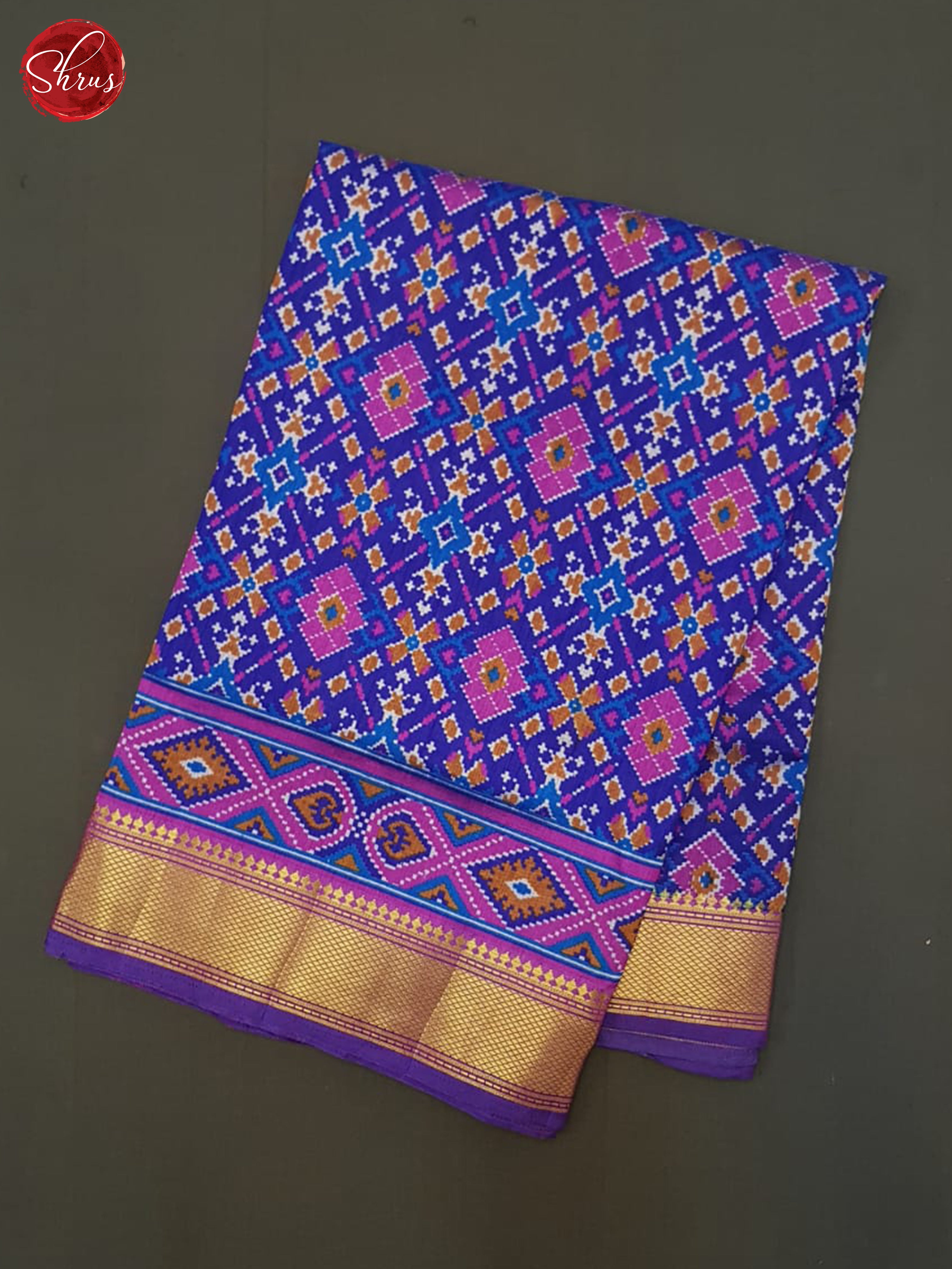 Blue And Pink- Semi Patola Saree - Shop on ShrusEternity.com